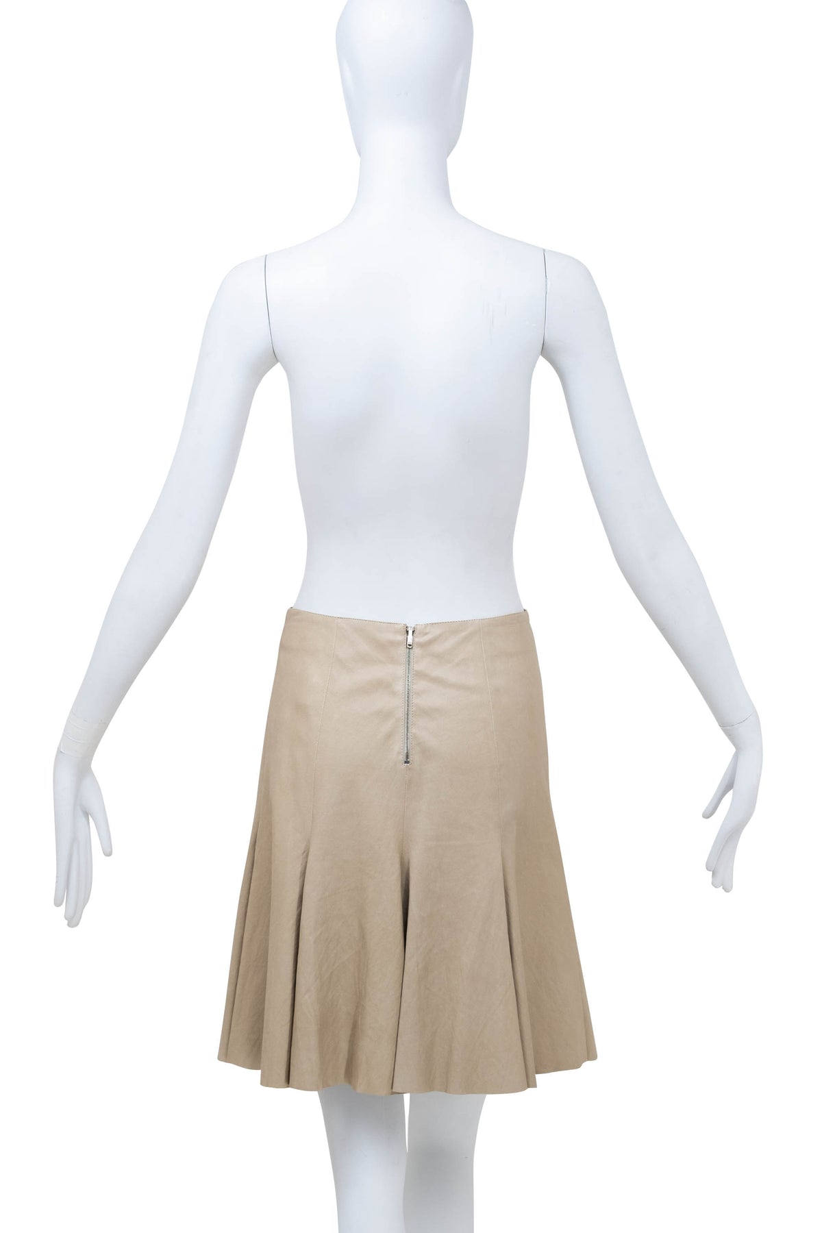 Jitrois Beige Leather Fluted Gored Skirt Size 36