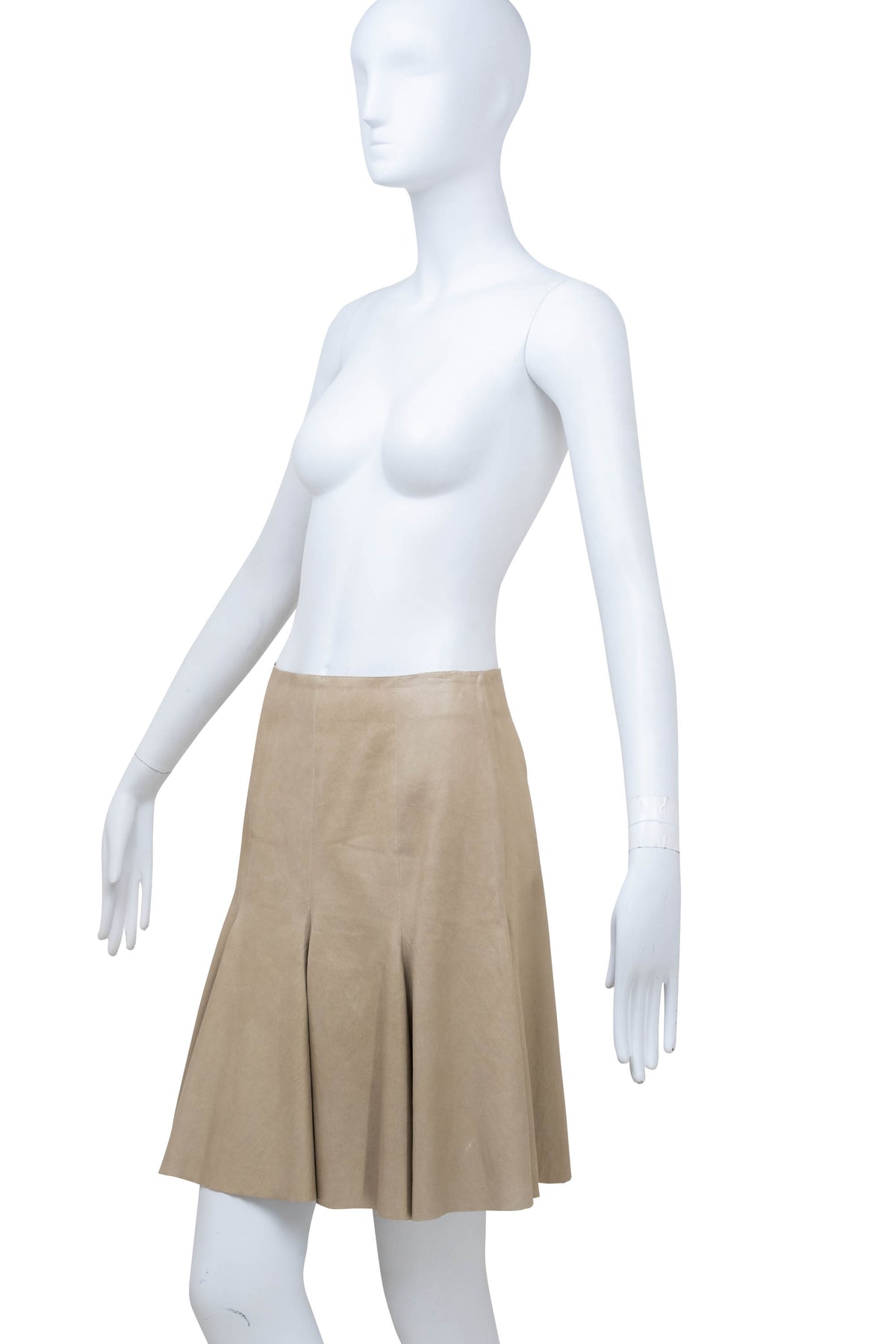 Jitrois Beige Leather Fluted Gored Skirt Size 36