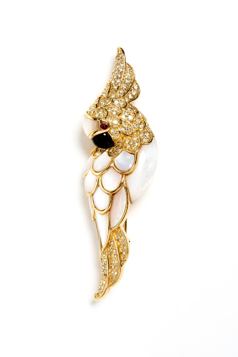 Judith Leiber Shell and Onyx Cockatoo Brooch