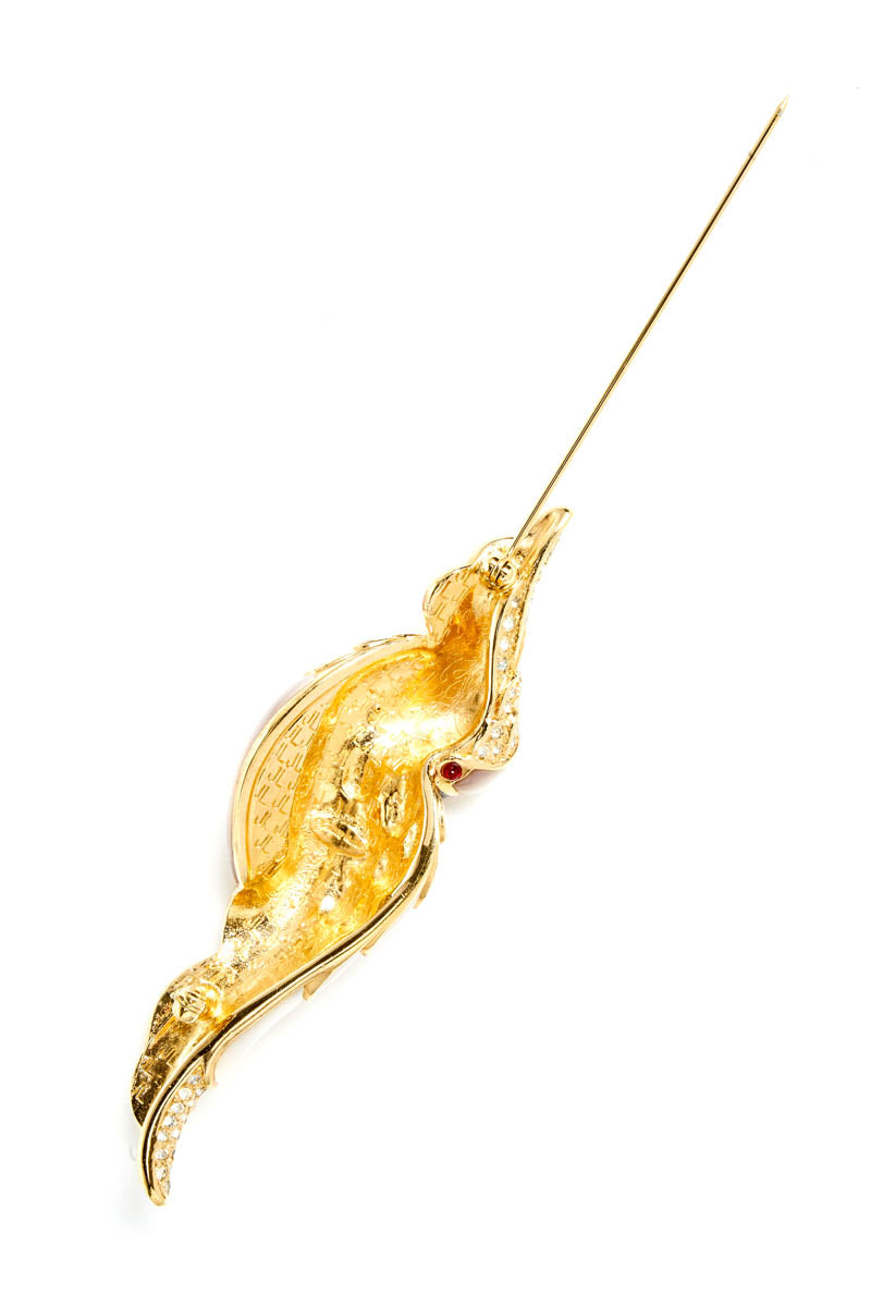 Judith Leiber Shell and Onyx Cockatoo Brooch