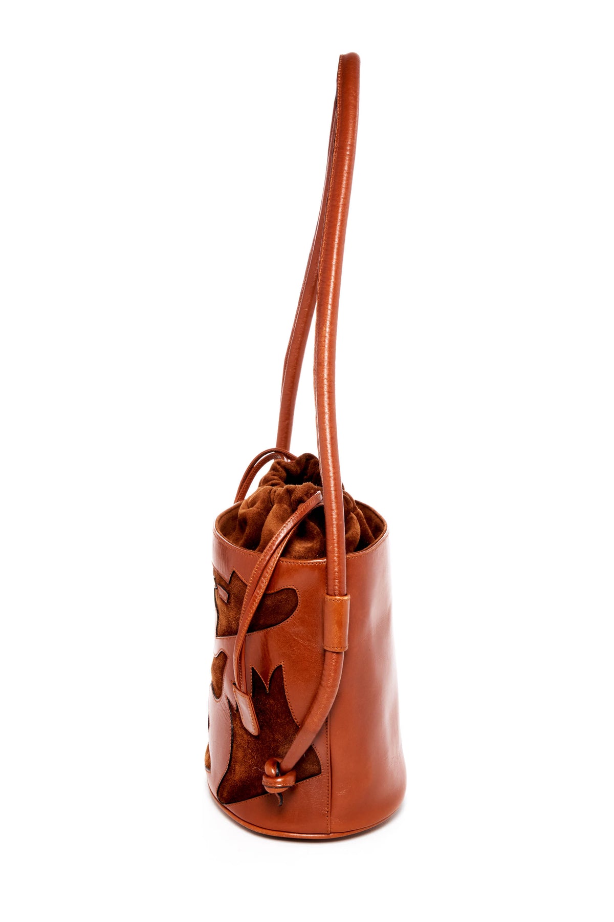 Ferragamo Brown Suede and Leather Cutout Shoe Pattern Purse