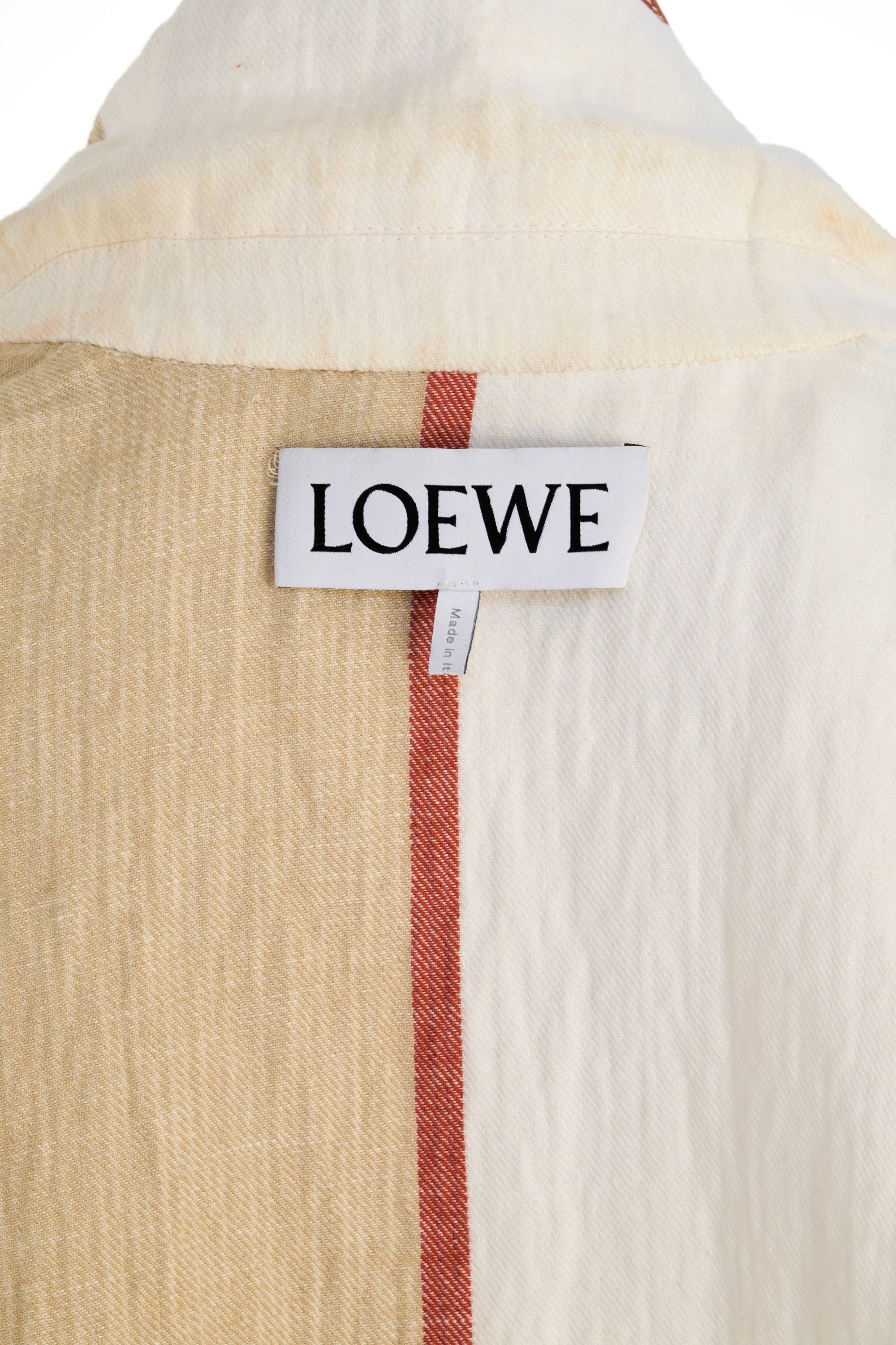 Loewe White Linen Jacket With Leather Monogram Pocket