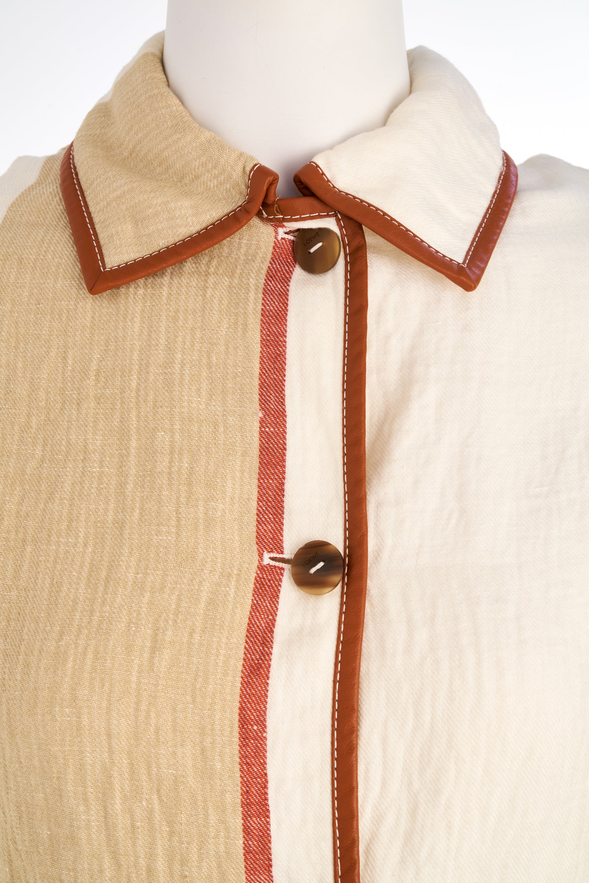 Loewe White Linen Jacket With Leather Monogram Pocket