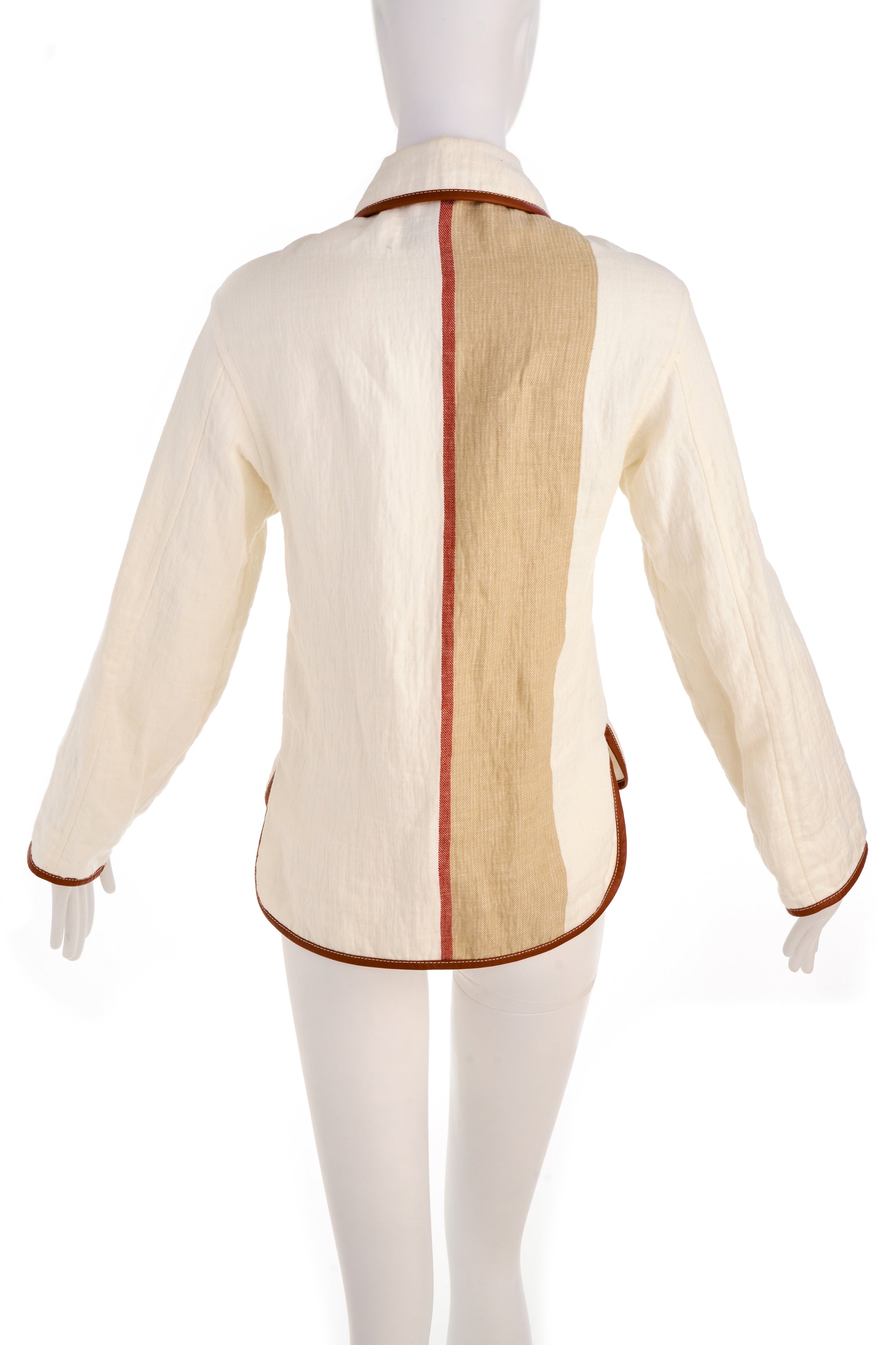 Loewe White Linen Jacket With Leather Monogram Pocket