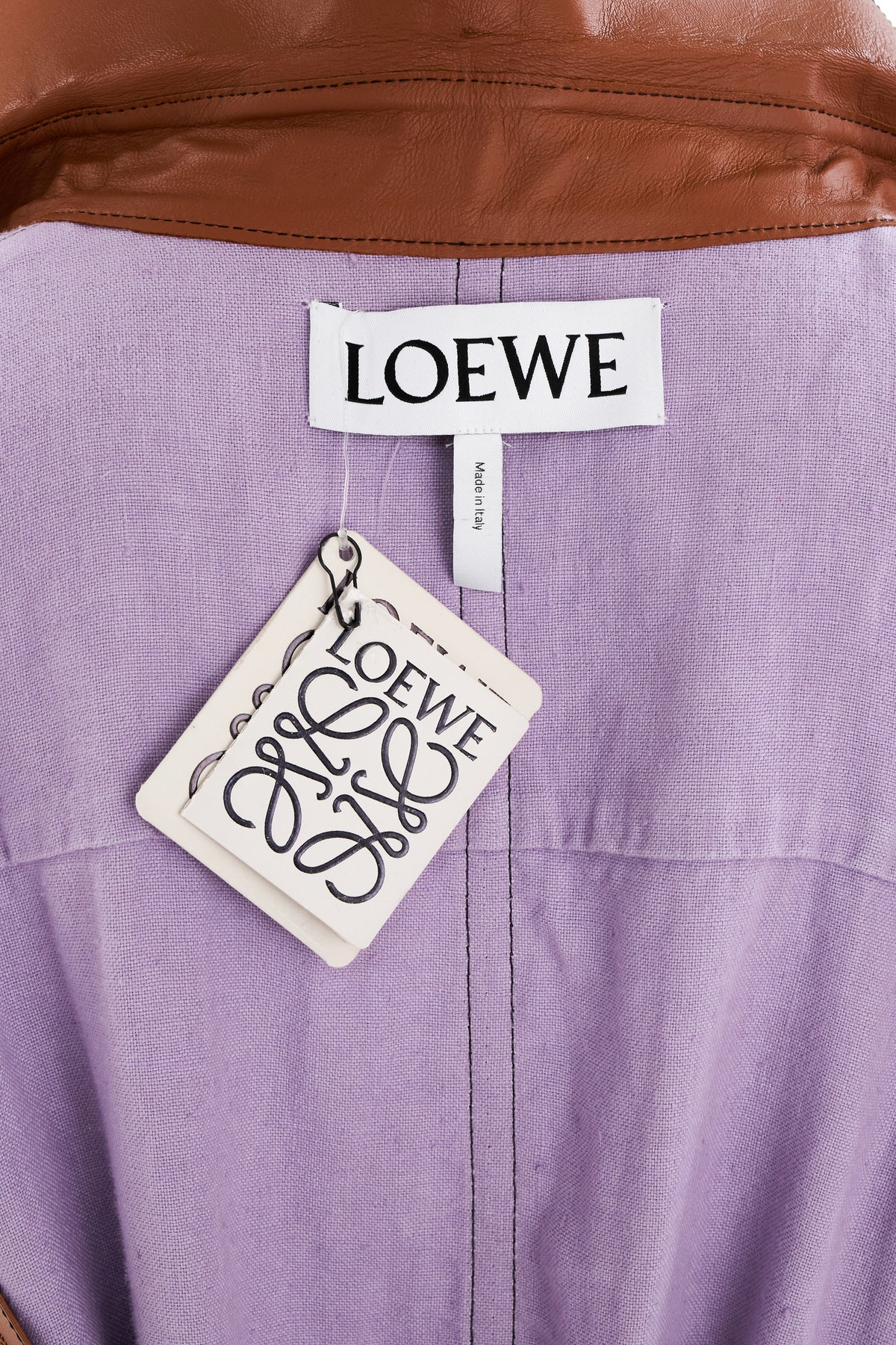 Loewe Long Lilac and Brown Trim Shirt Dress Size 44/8