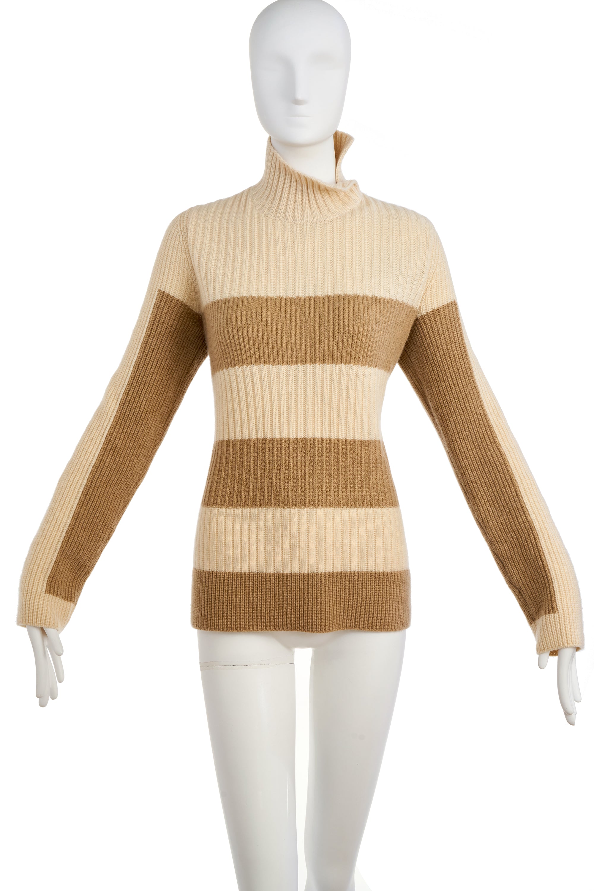 Loro Piana Cream and Beige Stripe Baby Cashmere Sweater