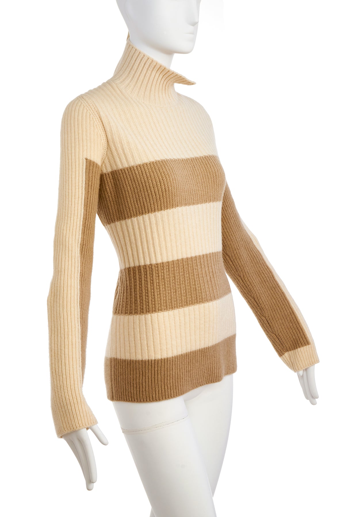 Loro Piana Cream and Beige Stripe Baby Cashmere Sweater