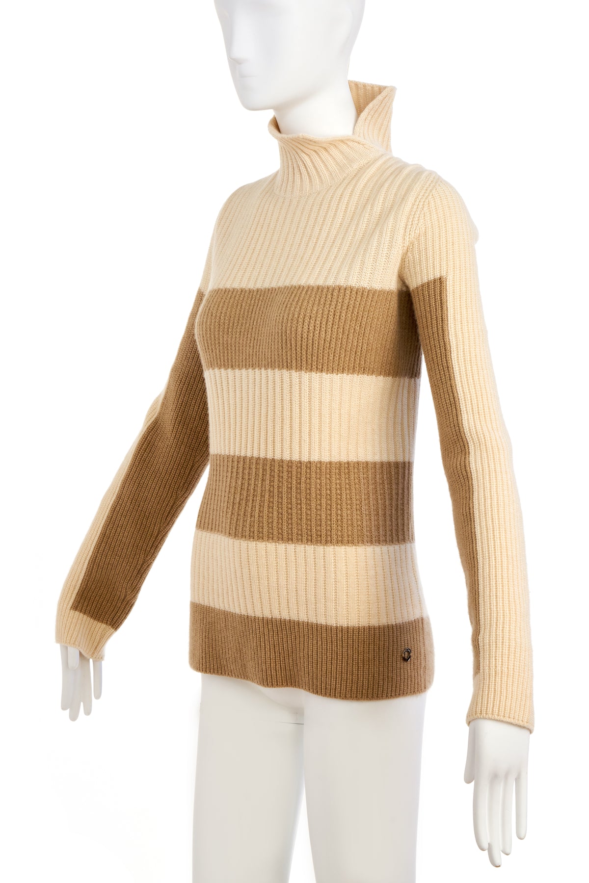 Loro Piana Cream and Beige Stripe Baby Cashmere Sweater