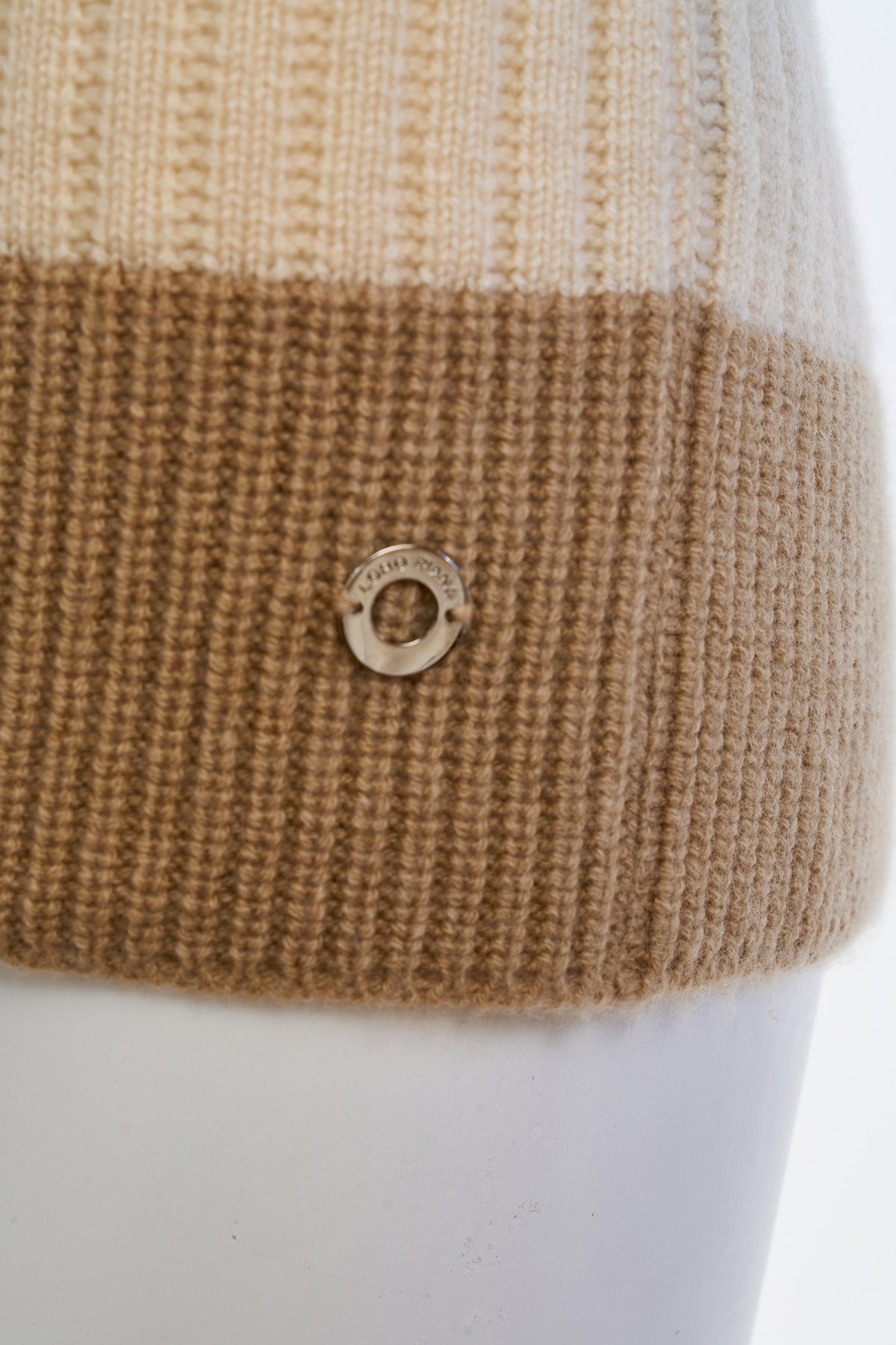 Loro Piana Cream and Beige Stripe Baby Cashmere Sweater