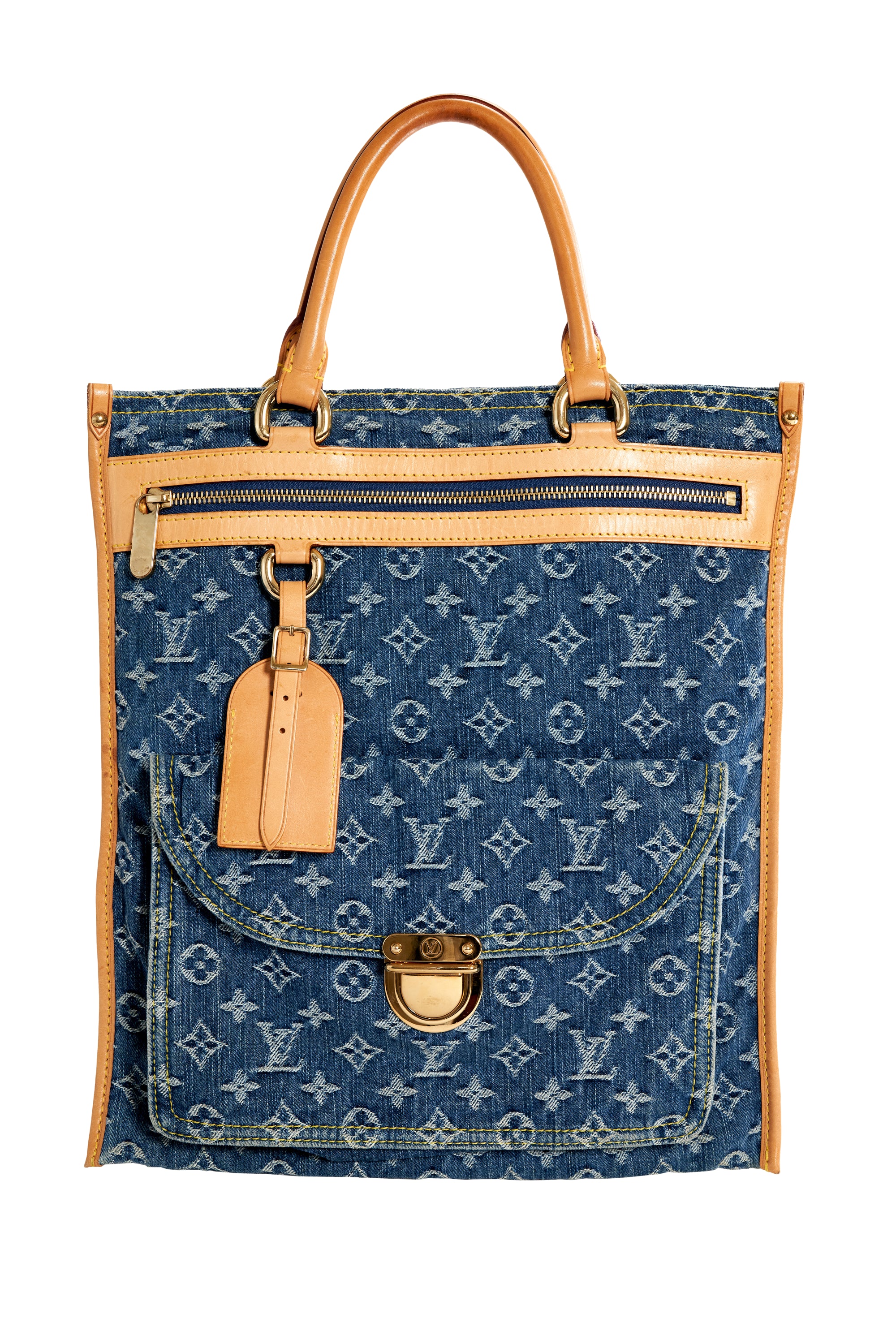 Louis Vuitton Denim Monogram Pratt Fold Over Tote