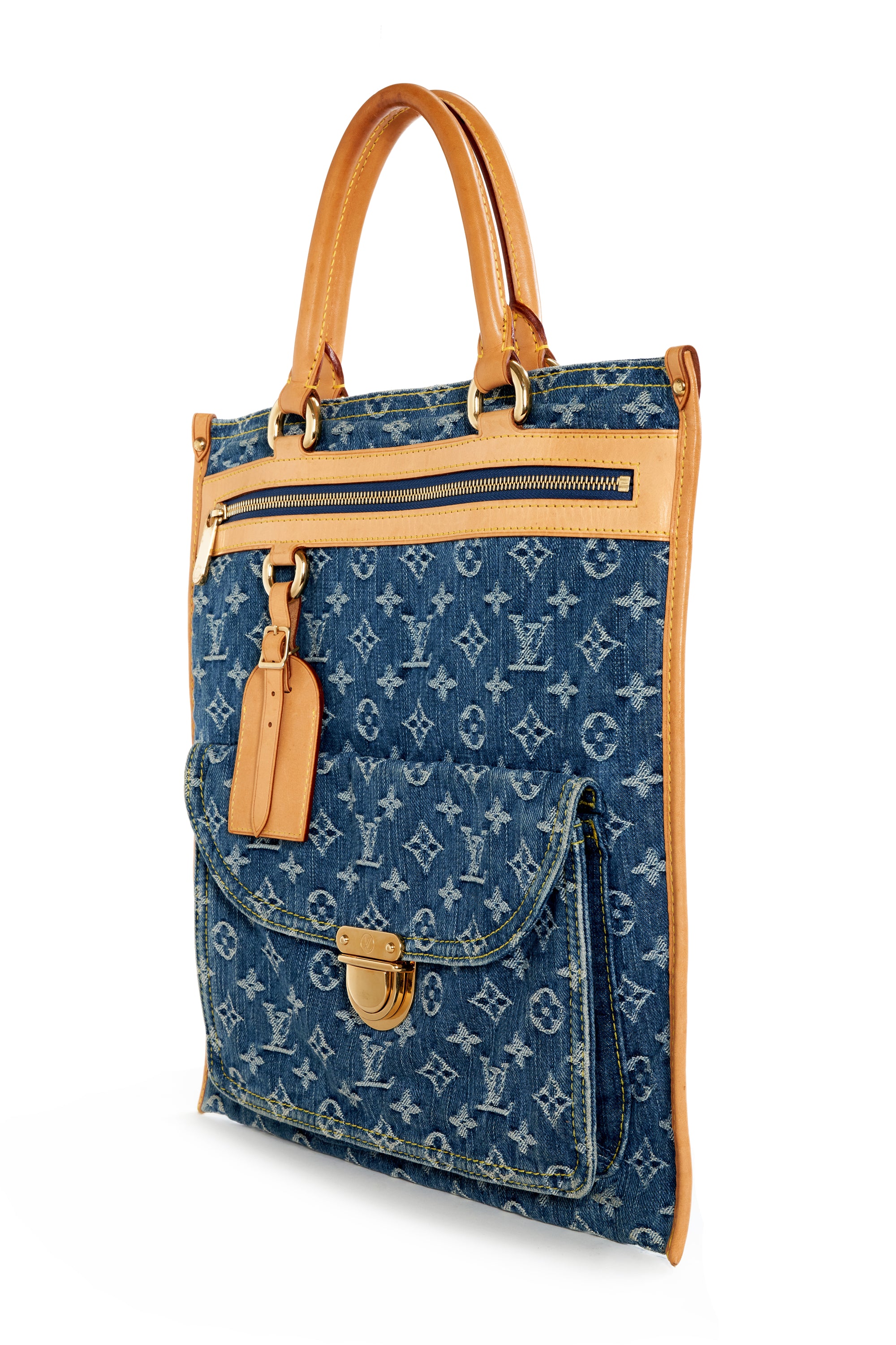 Louis Vuitton Denim Monogram Pratt Fold Over Tote