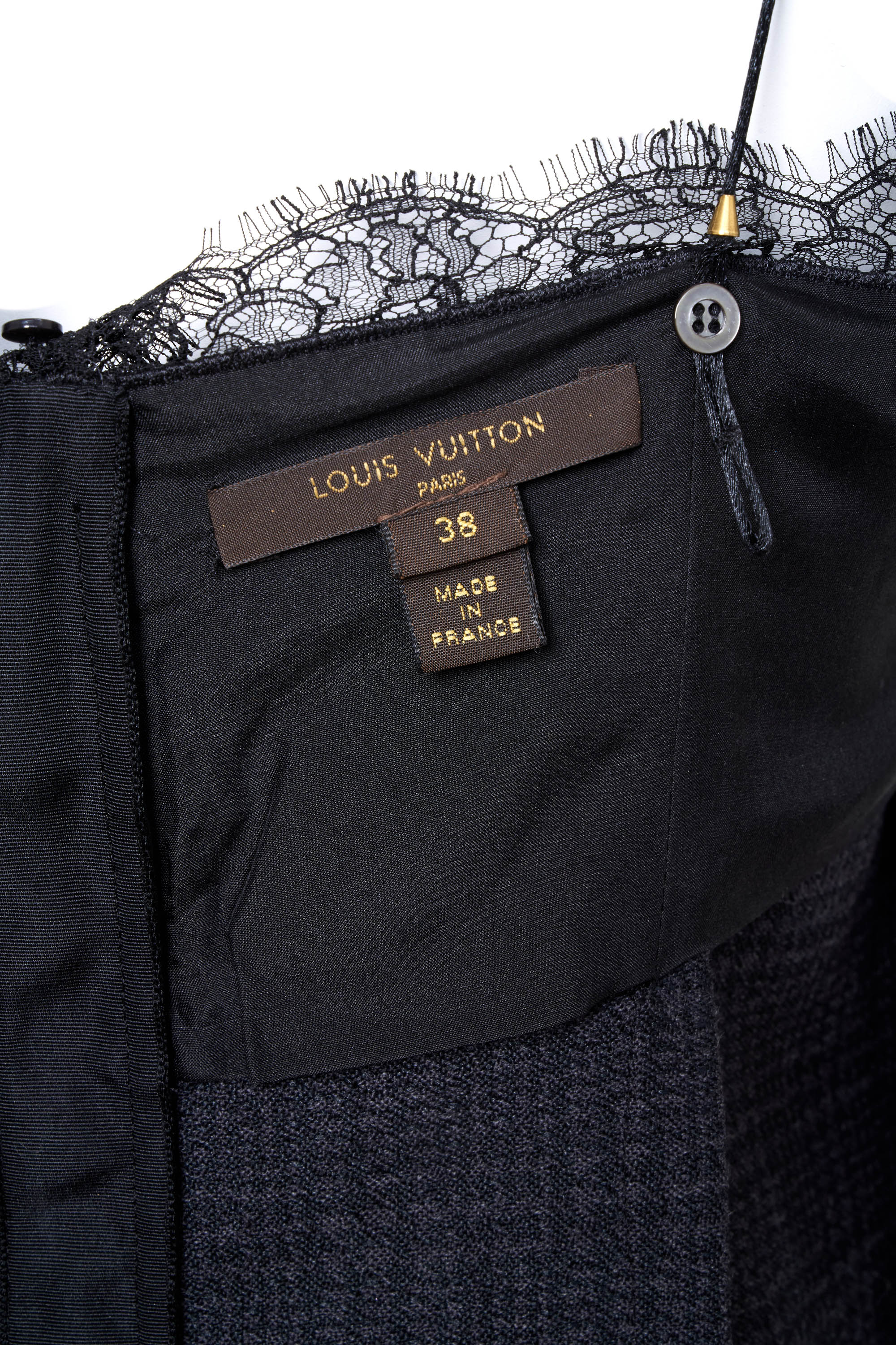 Louis Vuitton Marc Jacobs Black and Grey Plaid and Lace Trim Dress Siz - Foxy Couture Carmel Louis Vuitton Marc Jacobs Black and Grey Plaid and Lace Trim Dress Siz - Foxy Couture Carmel