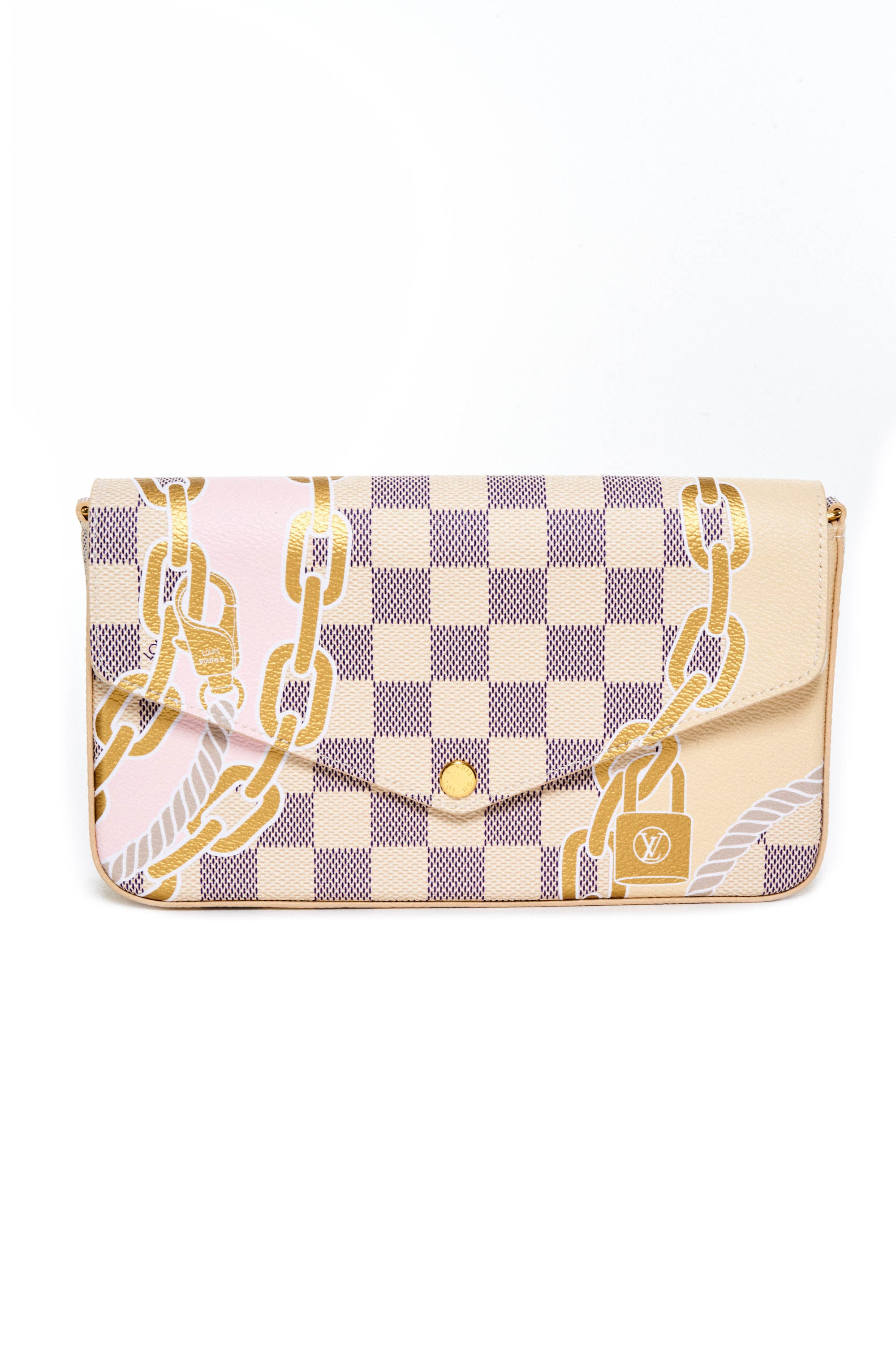 Louis Vuitton Damier Azure Felice Bag With Painted on Gold Chain