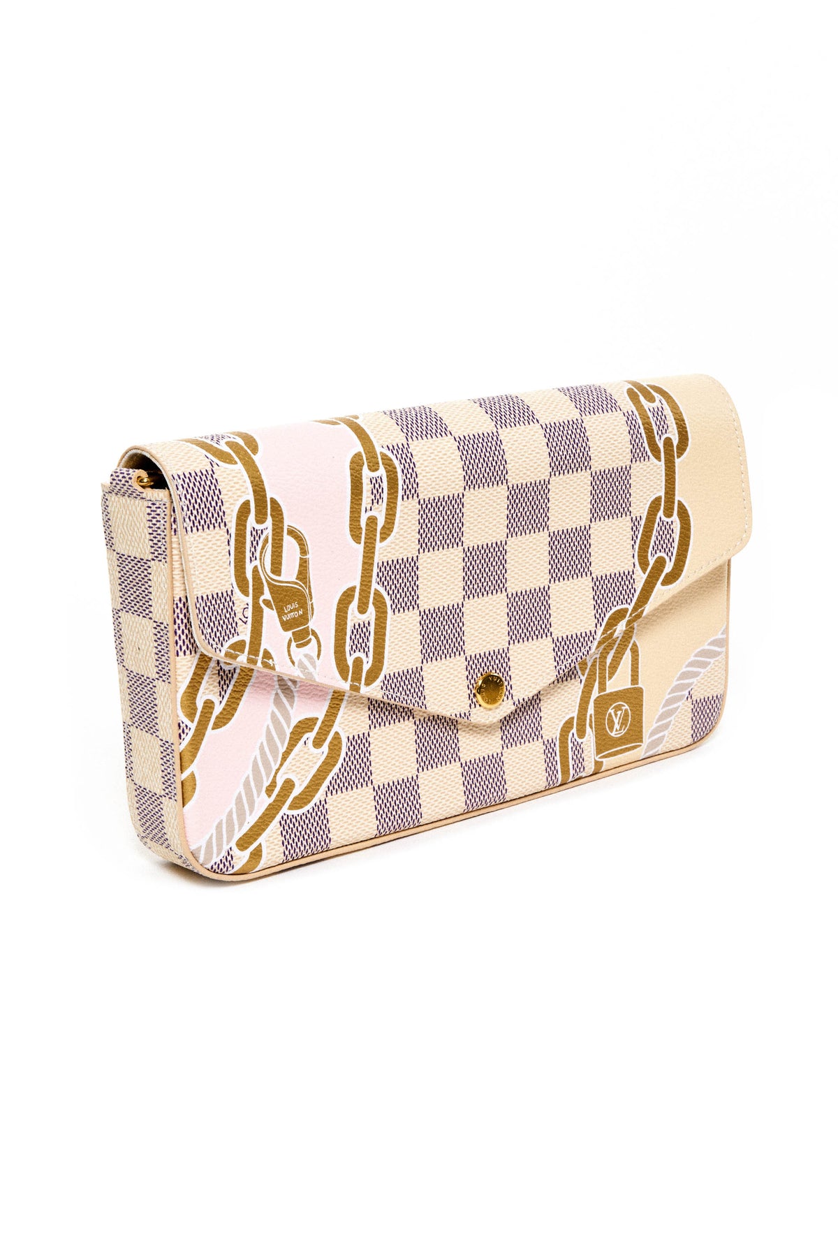 Louis Vuitton Damier Azure Felice Bag With Painted on Gold Chain