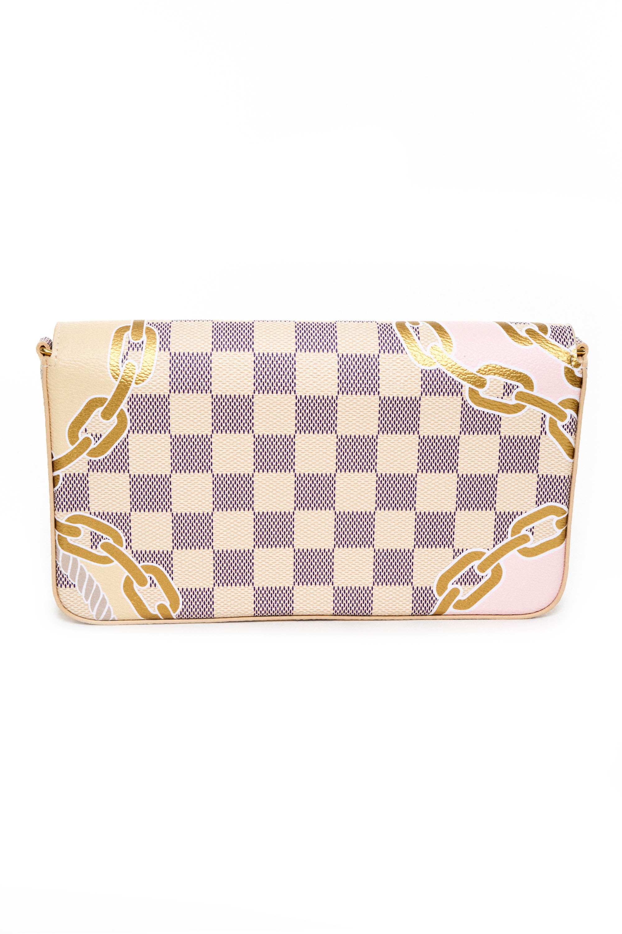 Louis Vuitton Damier Azure Felice Bag With Painted on Gold Chain