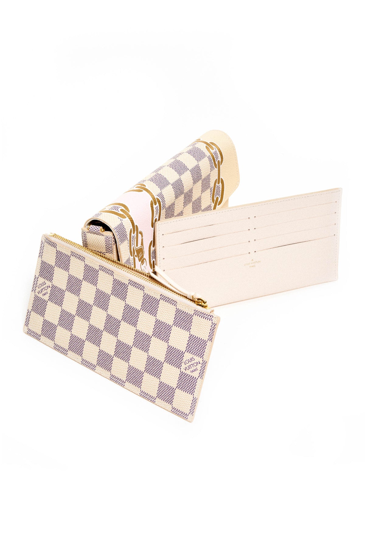 Louis Vuitton Damier Azure Felice Bag With Painted on Gold Chain