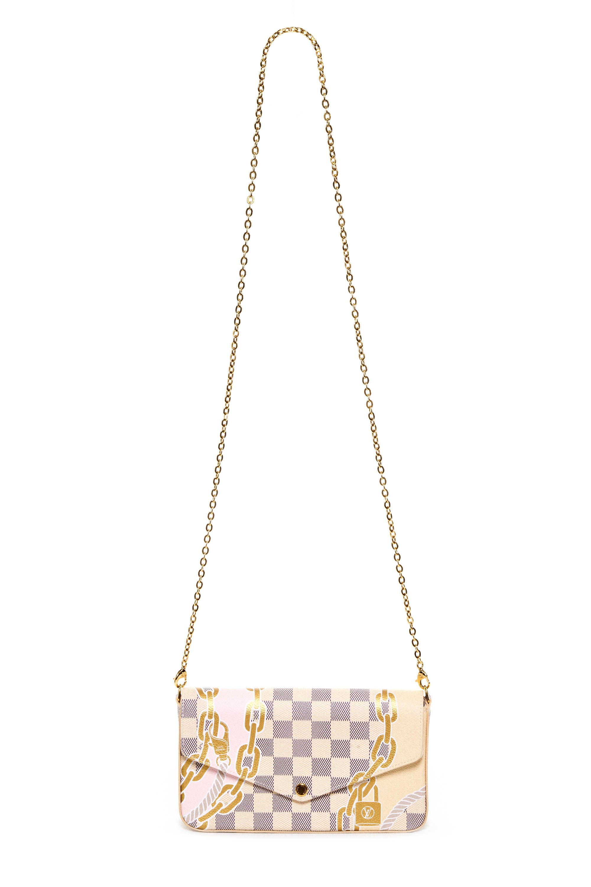 Louis Vuitton Damier Azure Felice Bag With Painted on Gold Chain