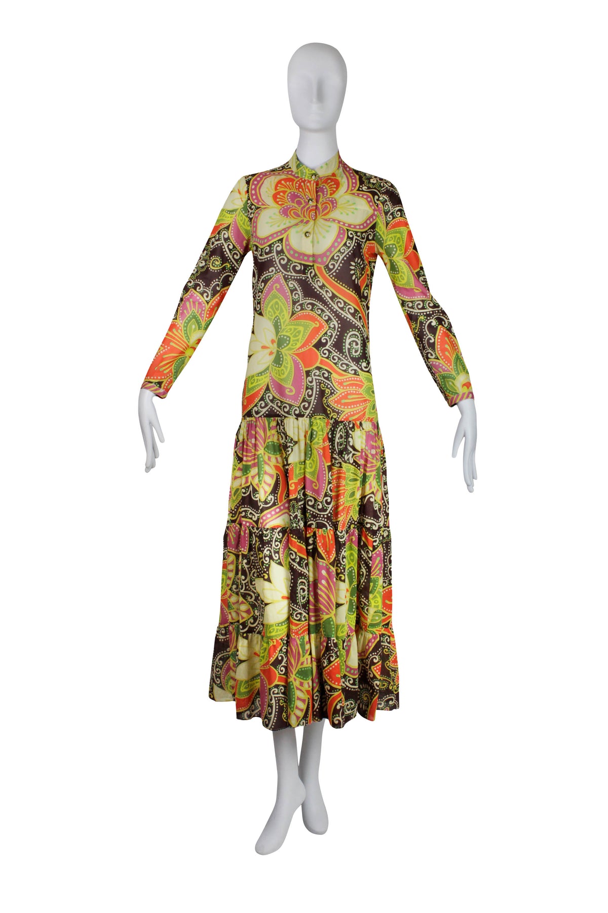 Gucci Brown Print Maxi Dress Alessandro Michele Pre Fall Size Small