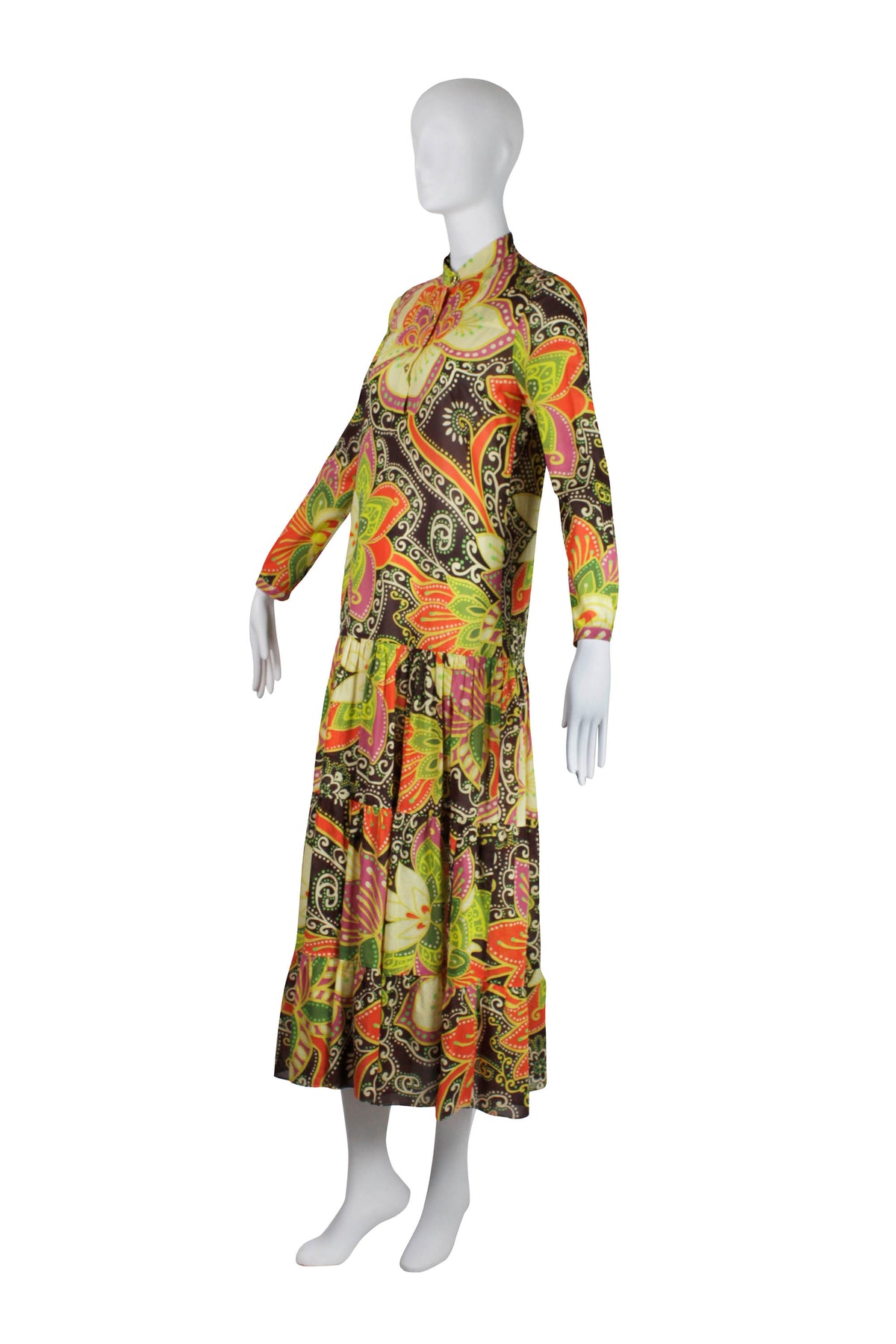 Gucci Brown Print Maxi Dress Alessandro Michele Pre Fall Size Small