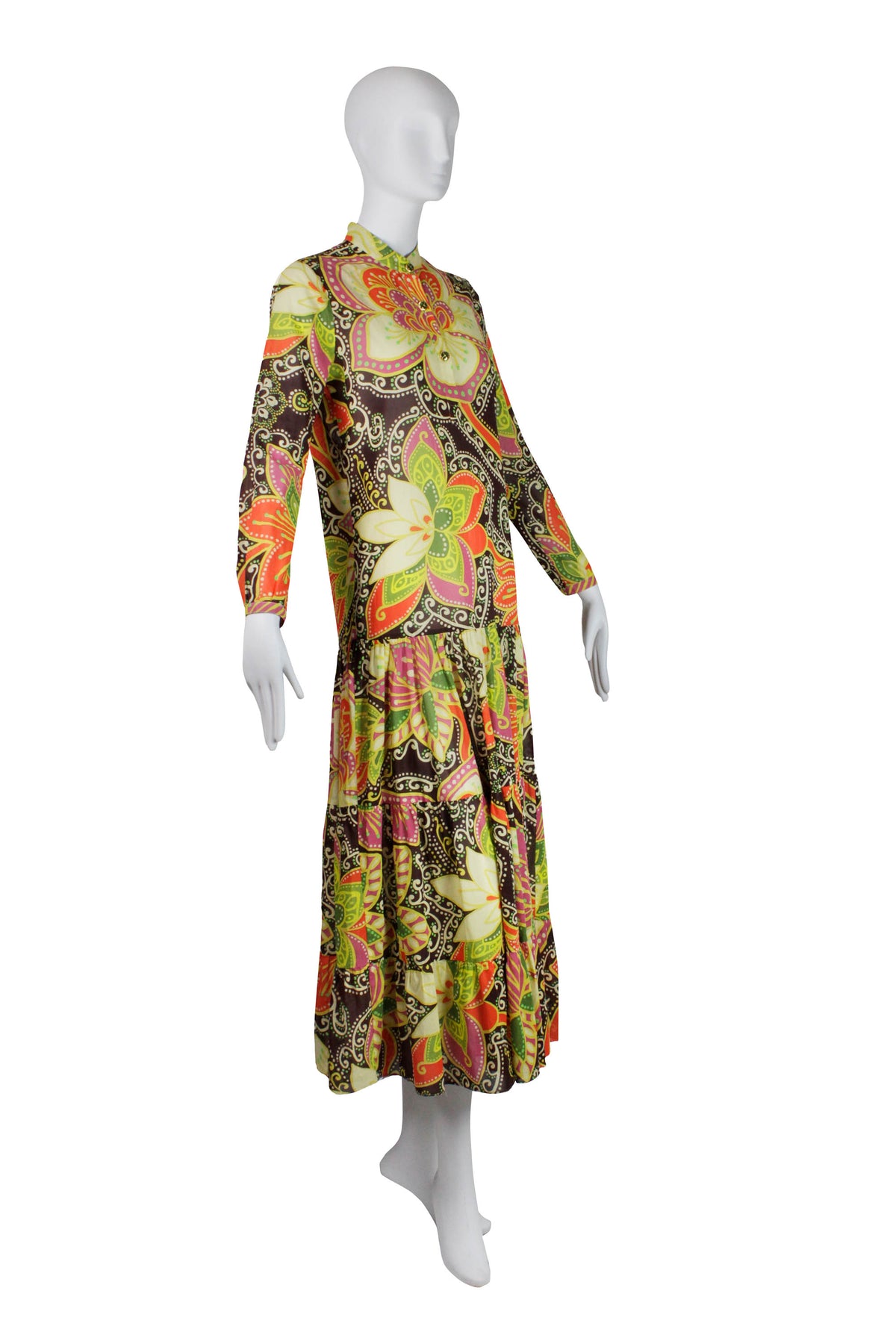 Gucci Brown Print Maxi Dress Alessandro Michele Pre Fall Size Small
