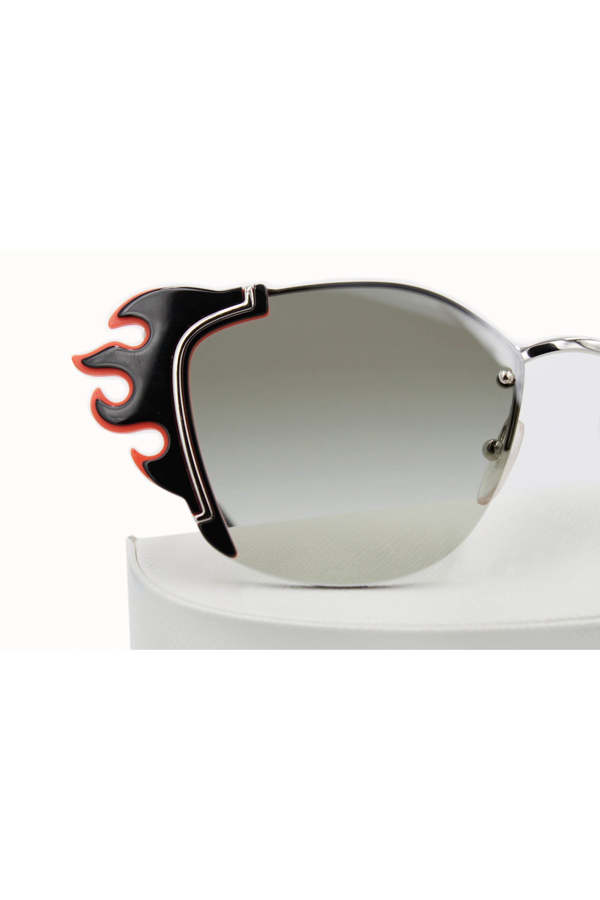 Prada Gray and Red Flame Hot Rod Sunglasses