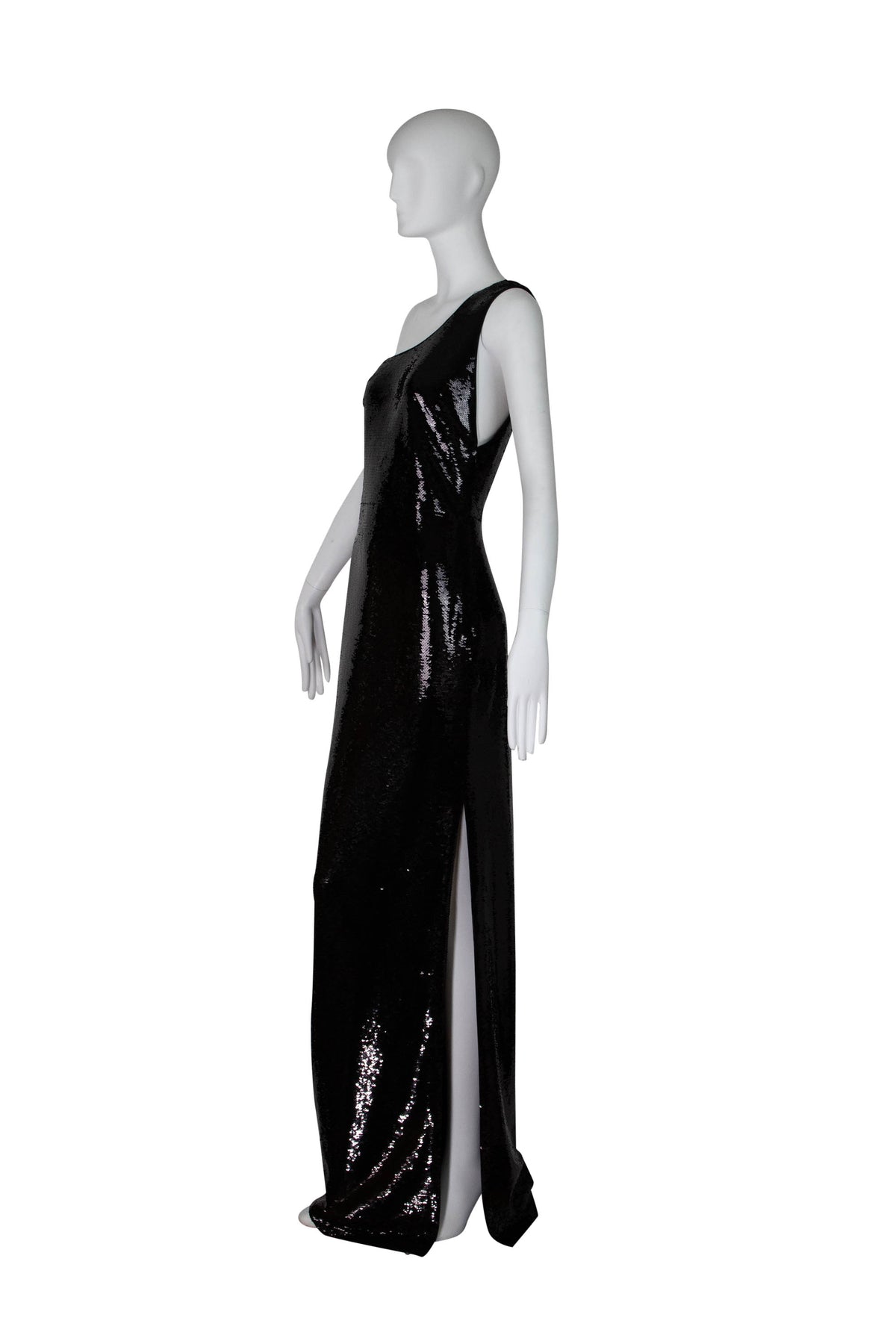 Tom Ford Black Sequins Off the Shoulder Mermaid Gown Size Small