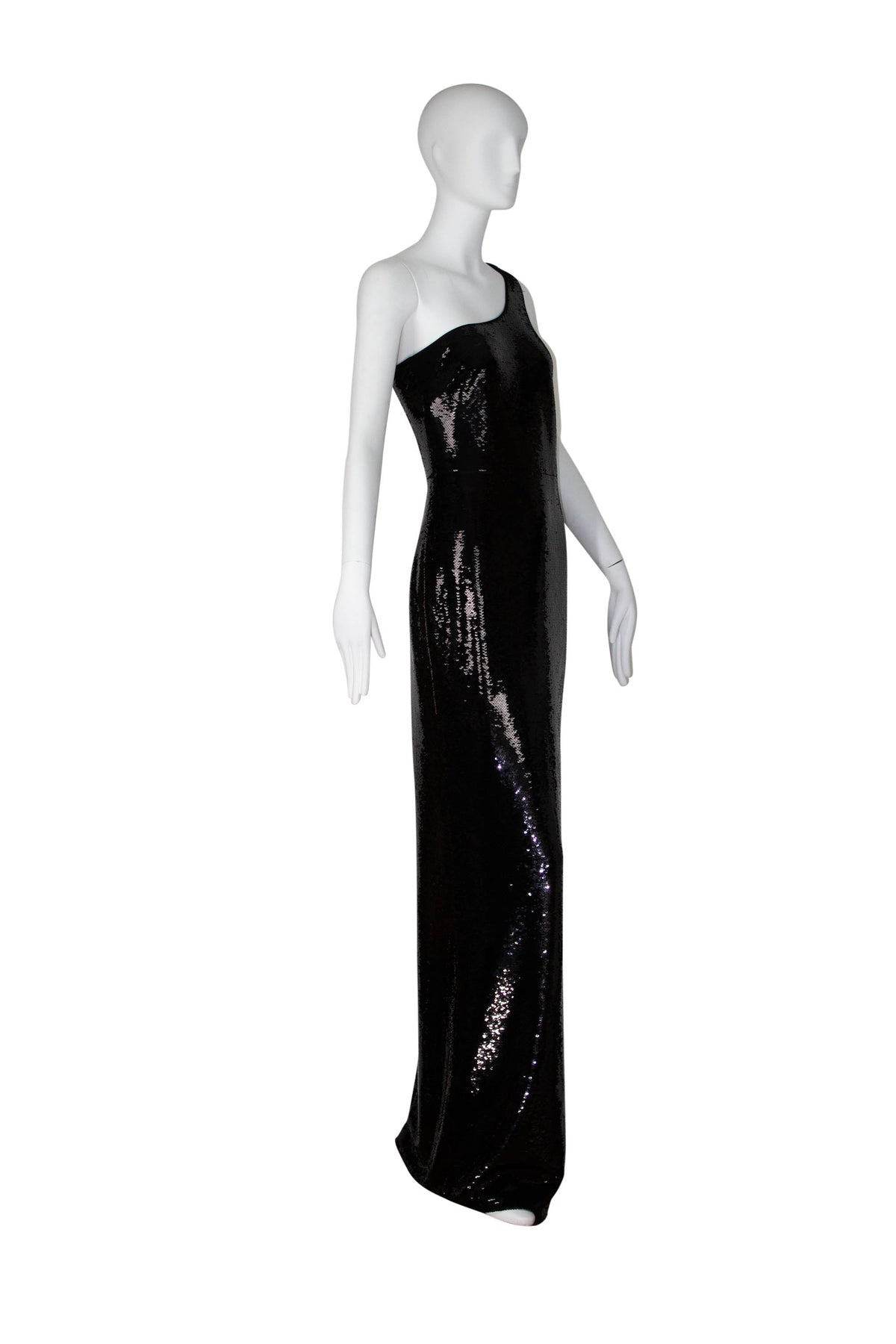 Tom Ford Black Sequins Off the Shoulder Mermaid Gown Size Small