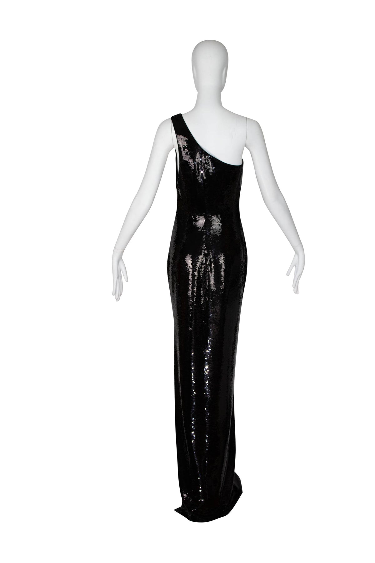 Tom Ford Black Sequins Off the Shoulder Mermaid Gown Size Small