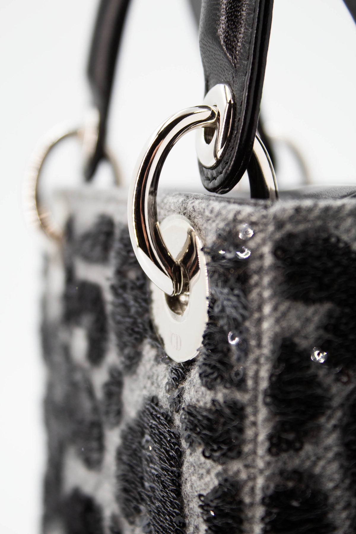 Dior Lady Dior Mini Purse Leopard Sequins Grey and Black