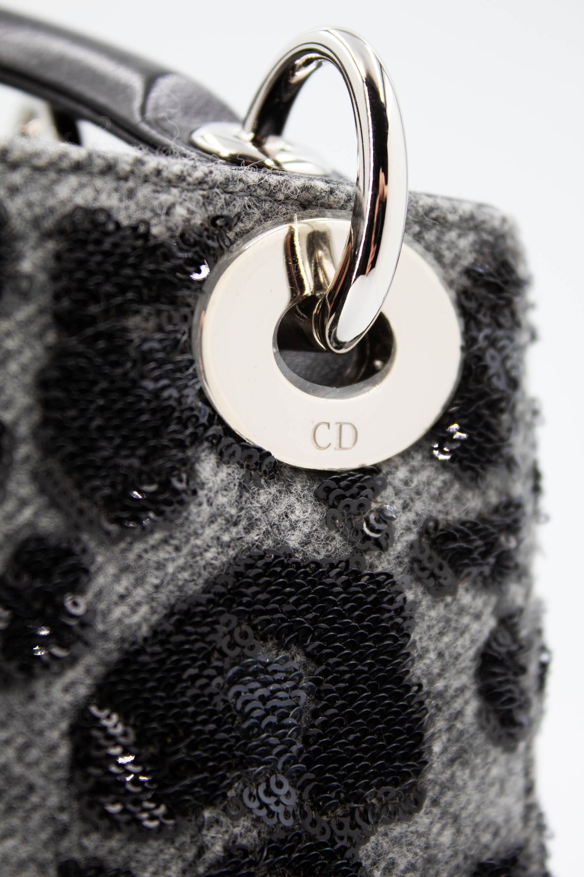 Dior Lady Dior Mini Purse Leopard Sequins Grey and Black