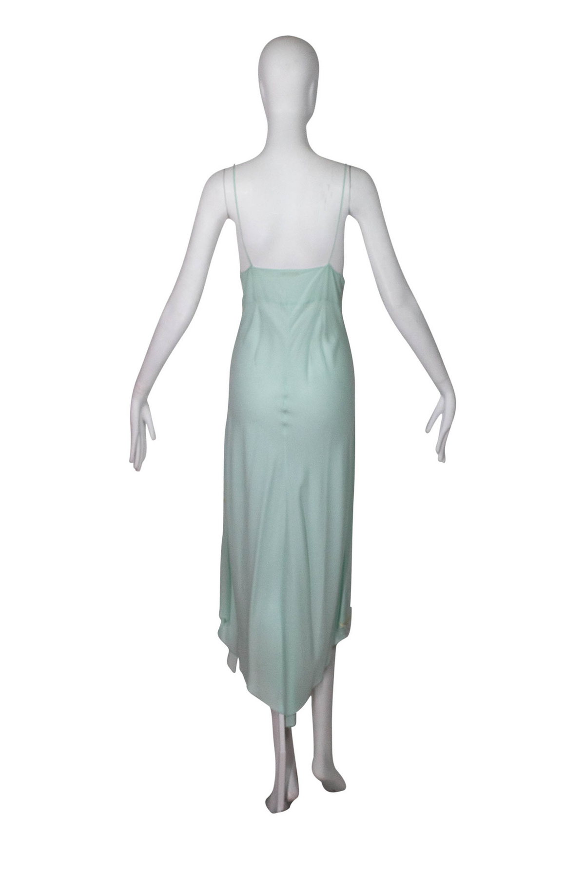 La Perla Blue Silk Chiffon Robe and Slip With Sash Size 2