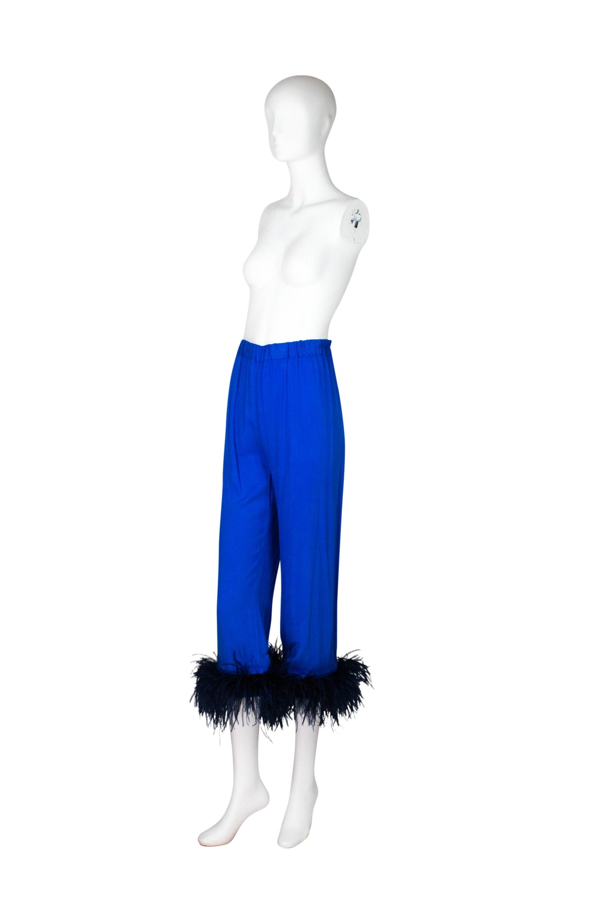 Sleeper Cobalt Blue Feather Trim PJ Set Size M