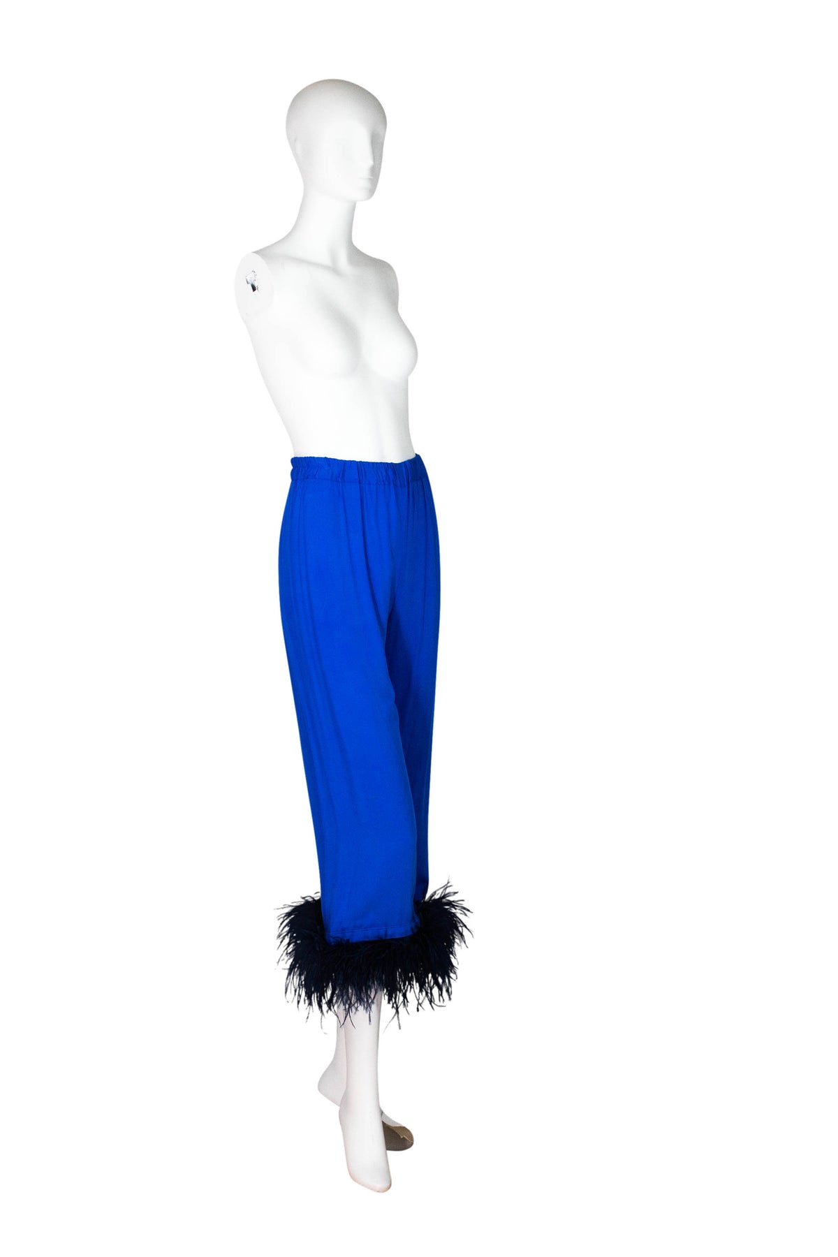 Sleeper Cobalt Blue Feather Trim PJ Set Size M