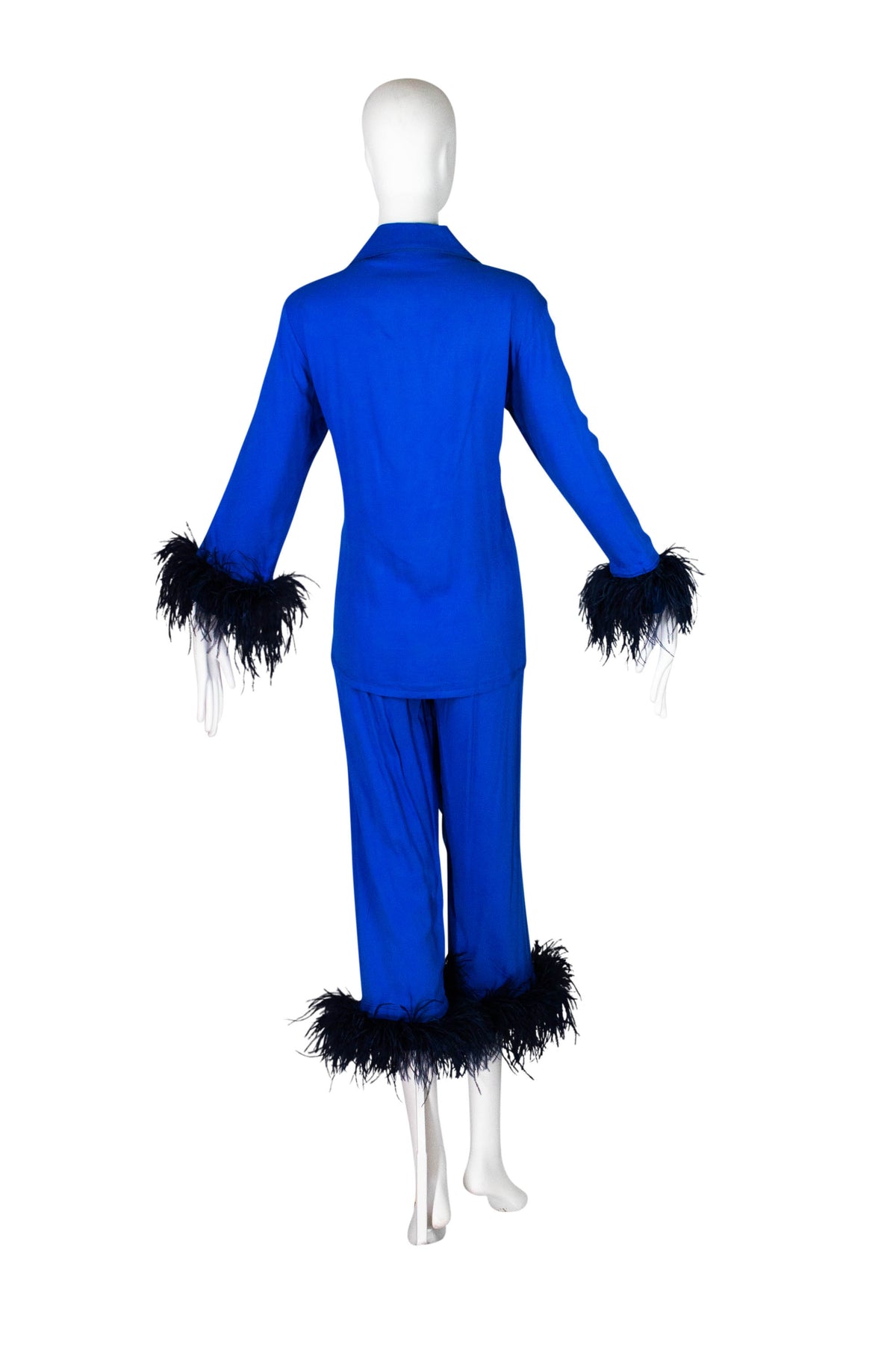 Sleeper Cobalt Blue Feather Trim PJ Set Size M