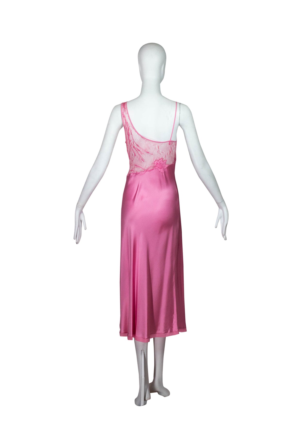 La Perla Pink Silk Lace Top Slip Dress Size M