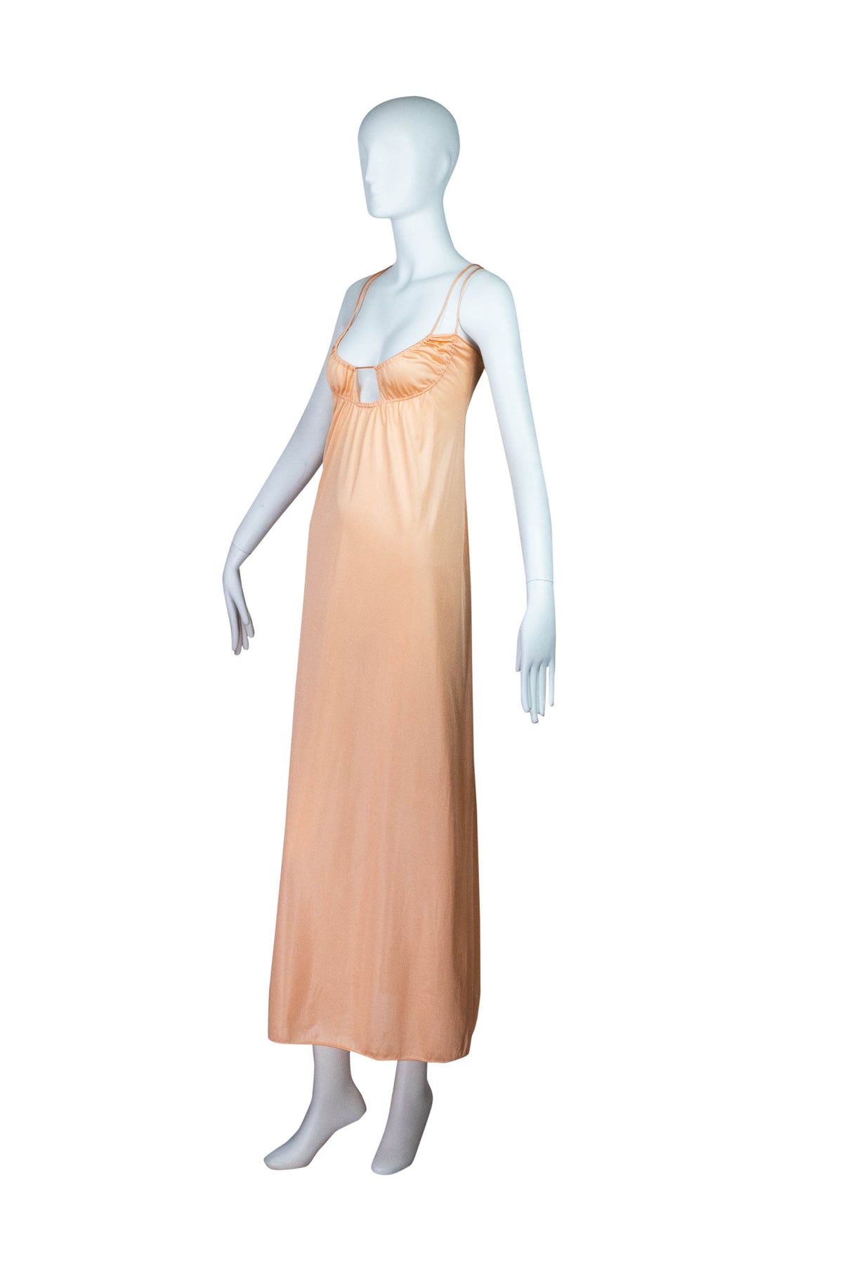 John Kloss Cira Peach Keyhole Slip Dress 1970's Size M