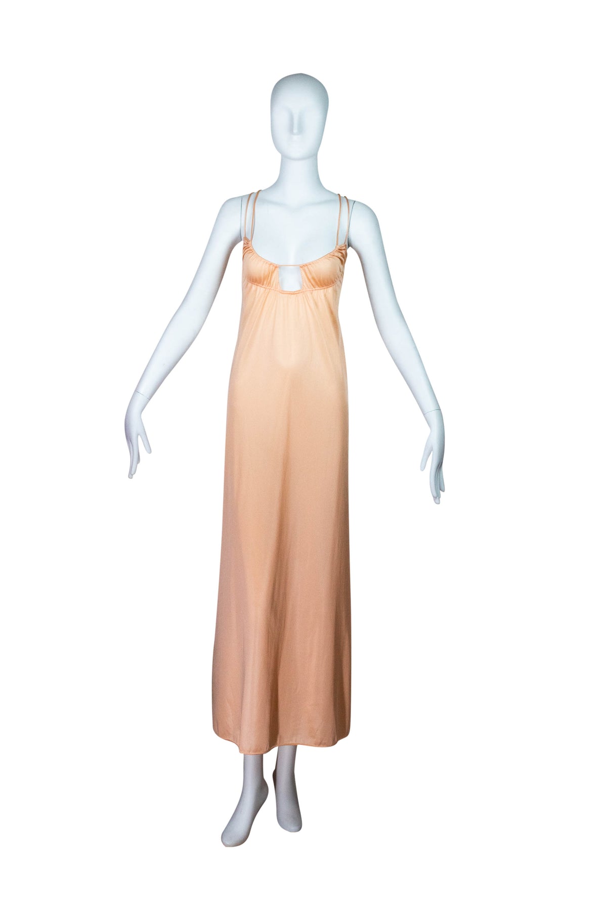 John Kloss Cira Peach Keyhole Slip Dress 1970's Size M