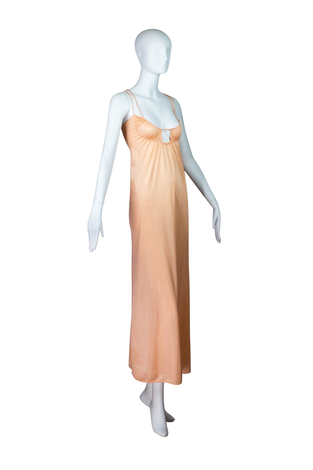 John Kloss Cira Peach Keyhole Slip Dress 1970's Size M
