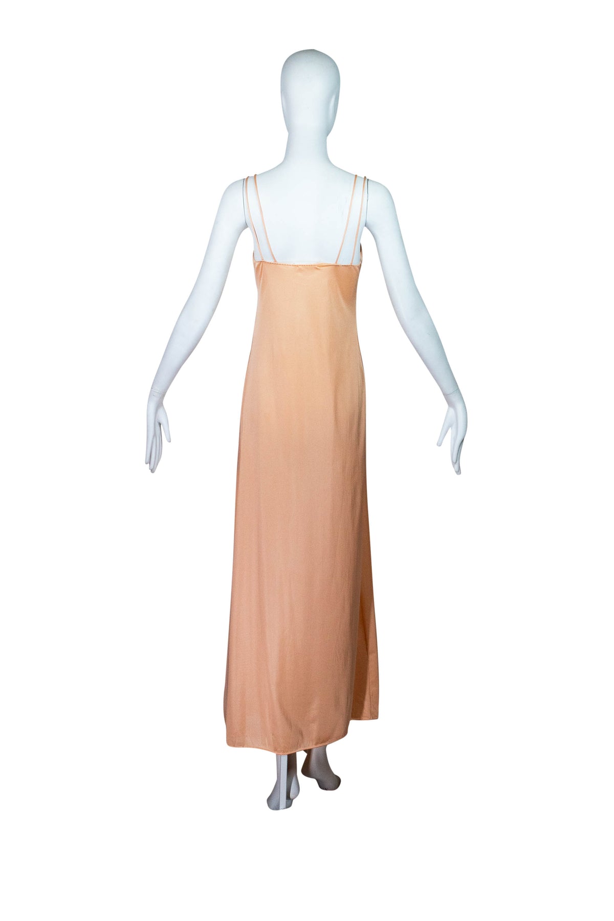 John Kloss Cira Peach Keyhole Slip Dress 1970's Size M