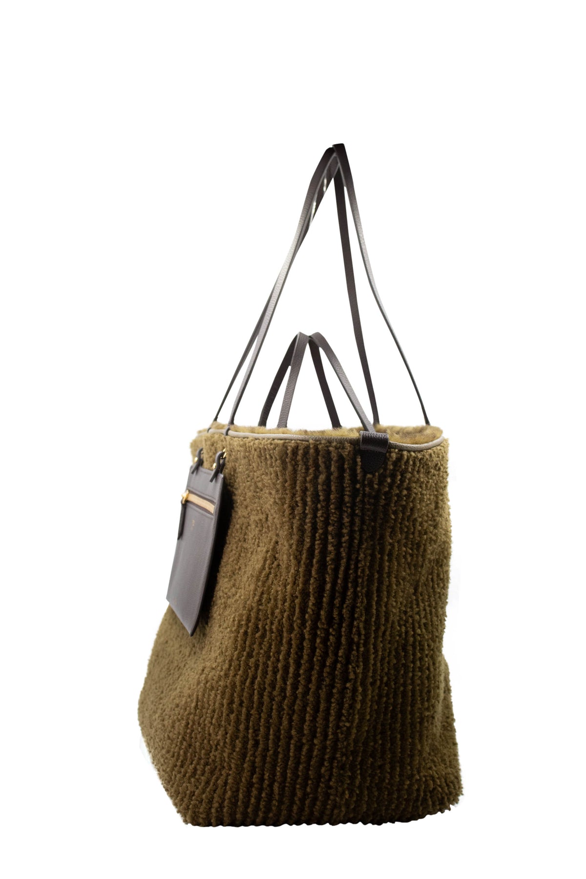 Fendi Olive and Brown Reversible Shearling Tote