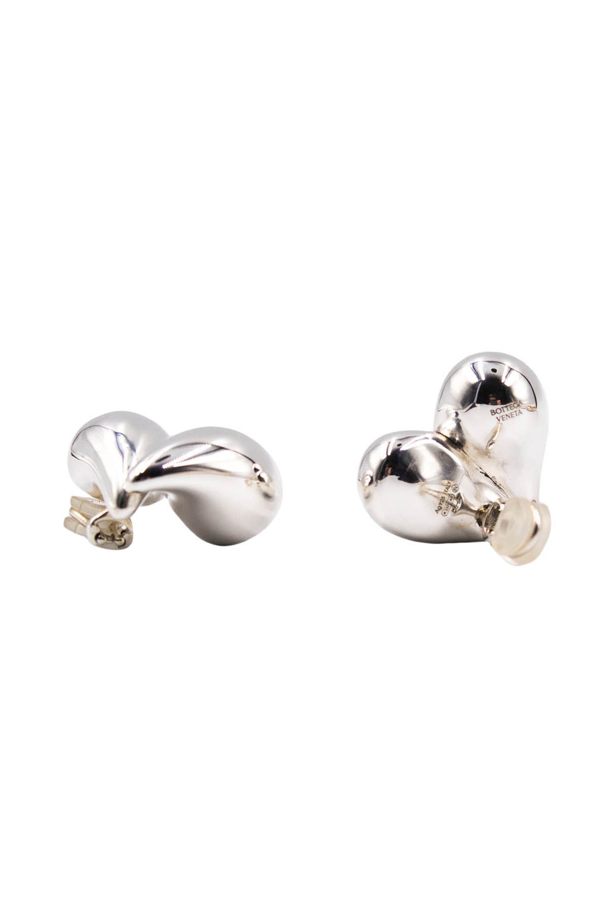 Bottega Veneta 925 Sterling Heart Shape Puffed Clip Earrings