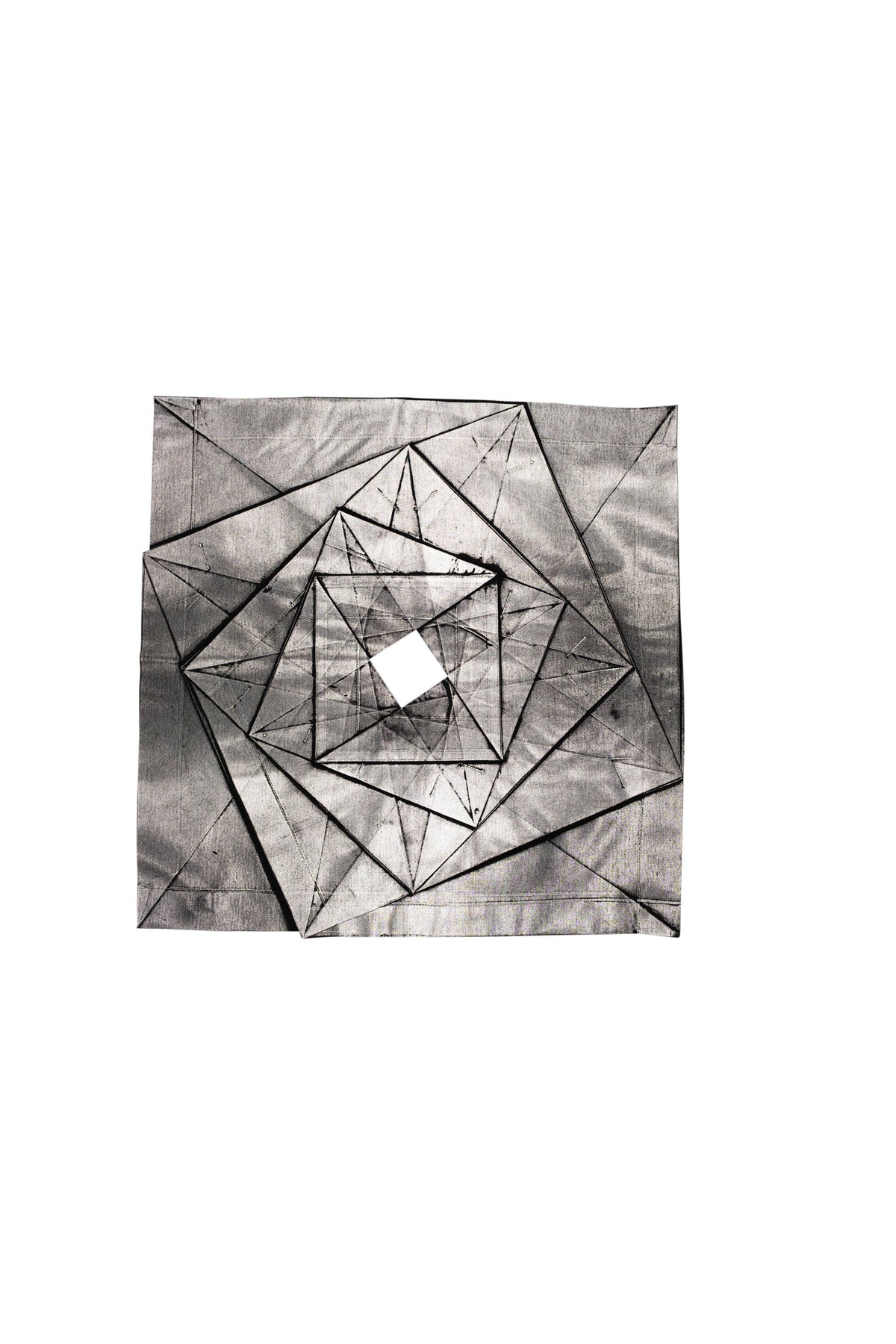 Issey Miyake Black and Silver Origami One Shoulder Top