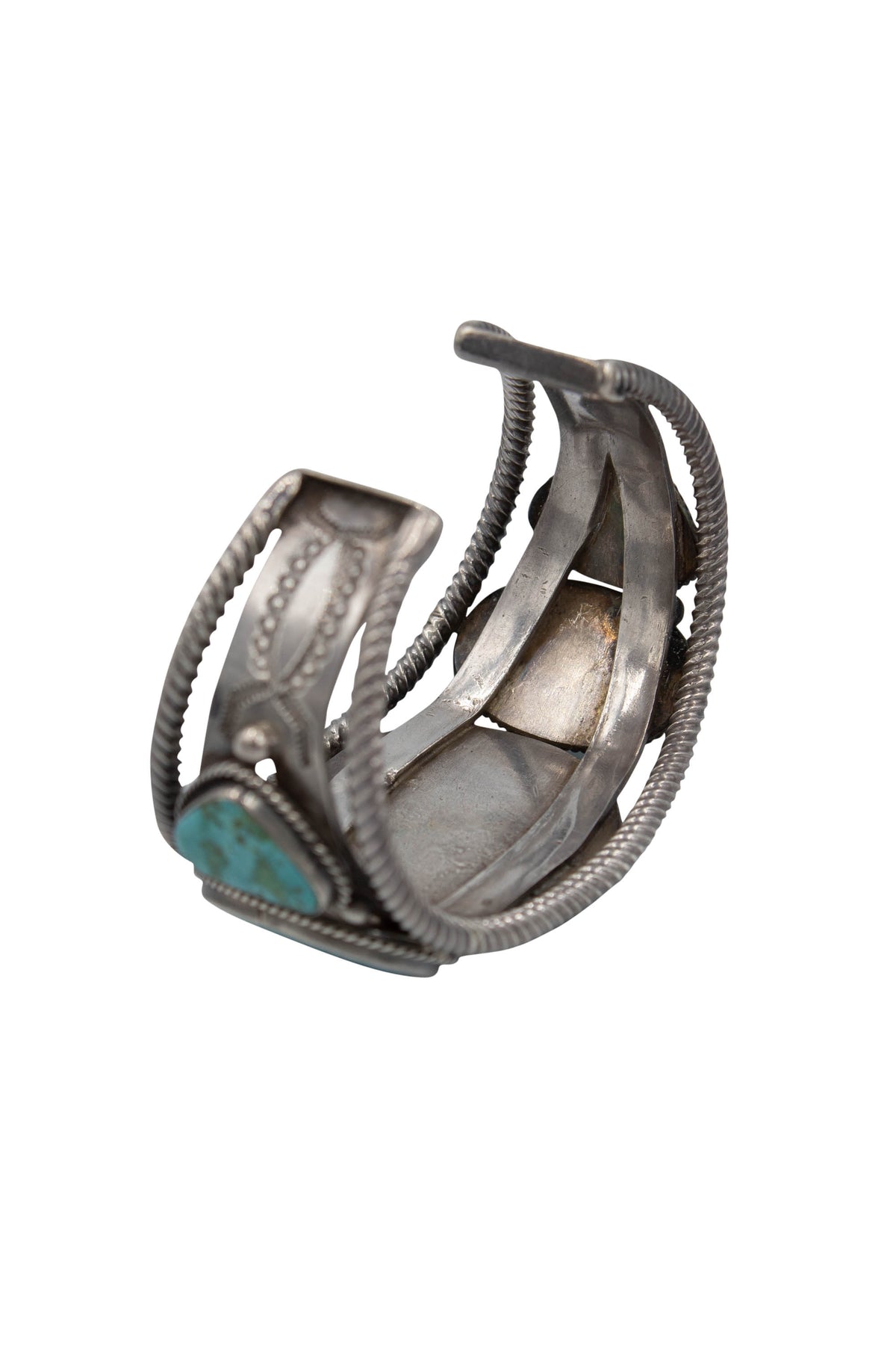 Native American Navajo Size L Turquoise 5 Stone Arizona Turquoise Cuff Bracelet