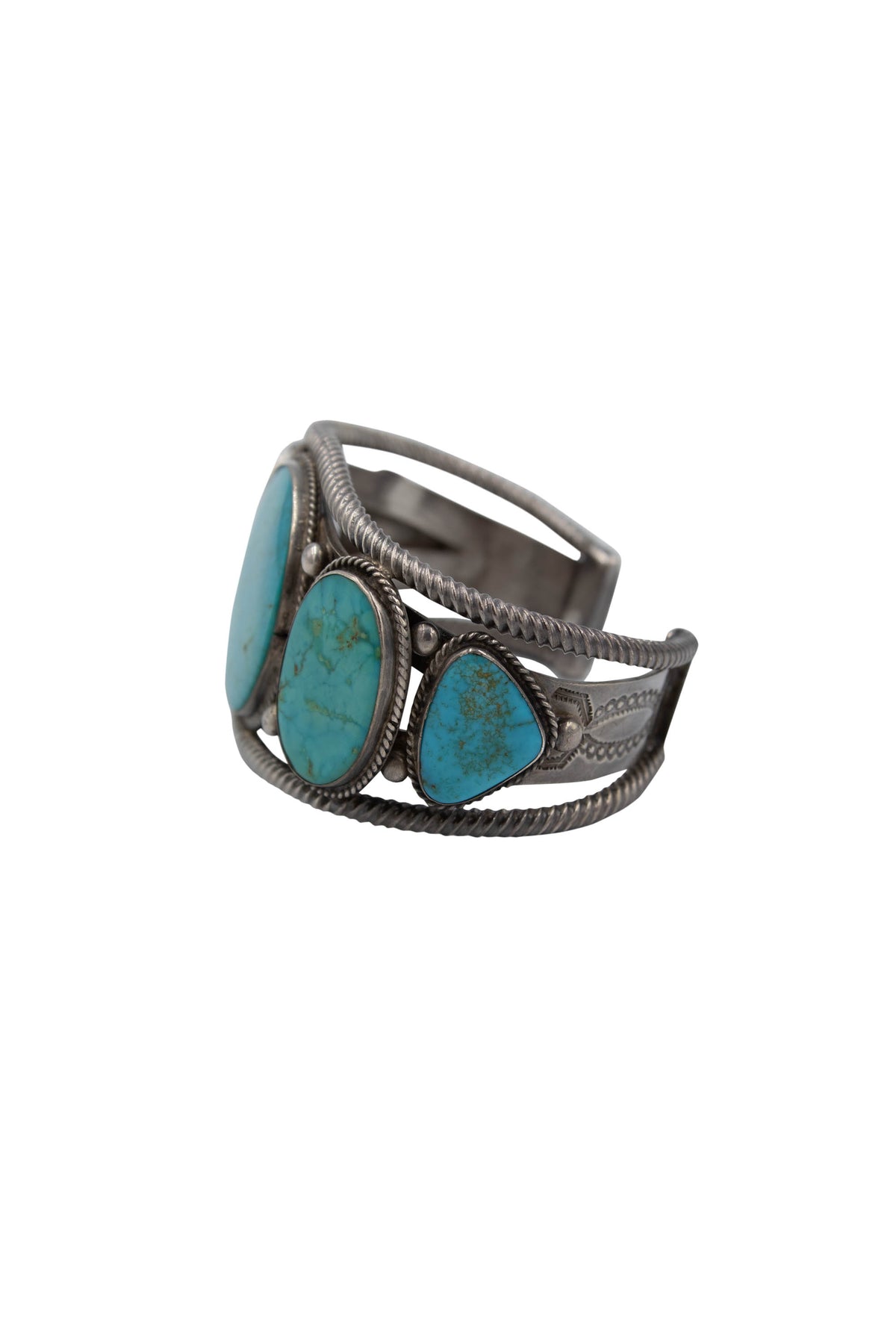 Native American Navajo Size L Turquoise 5 Stone Arizona Turquoise Cuff Bracelet