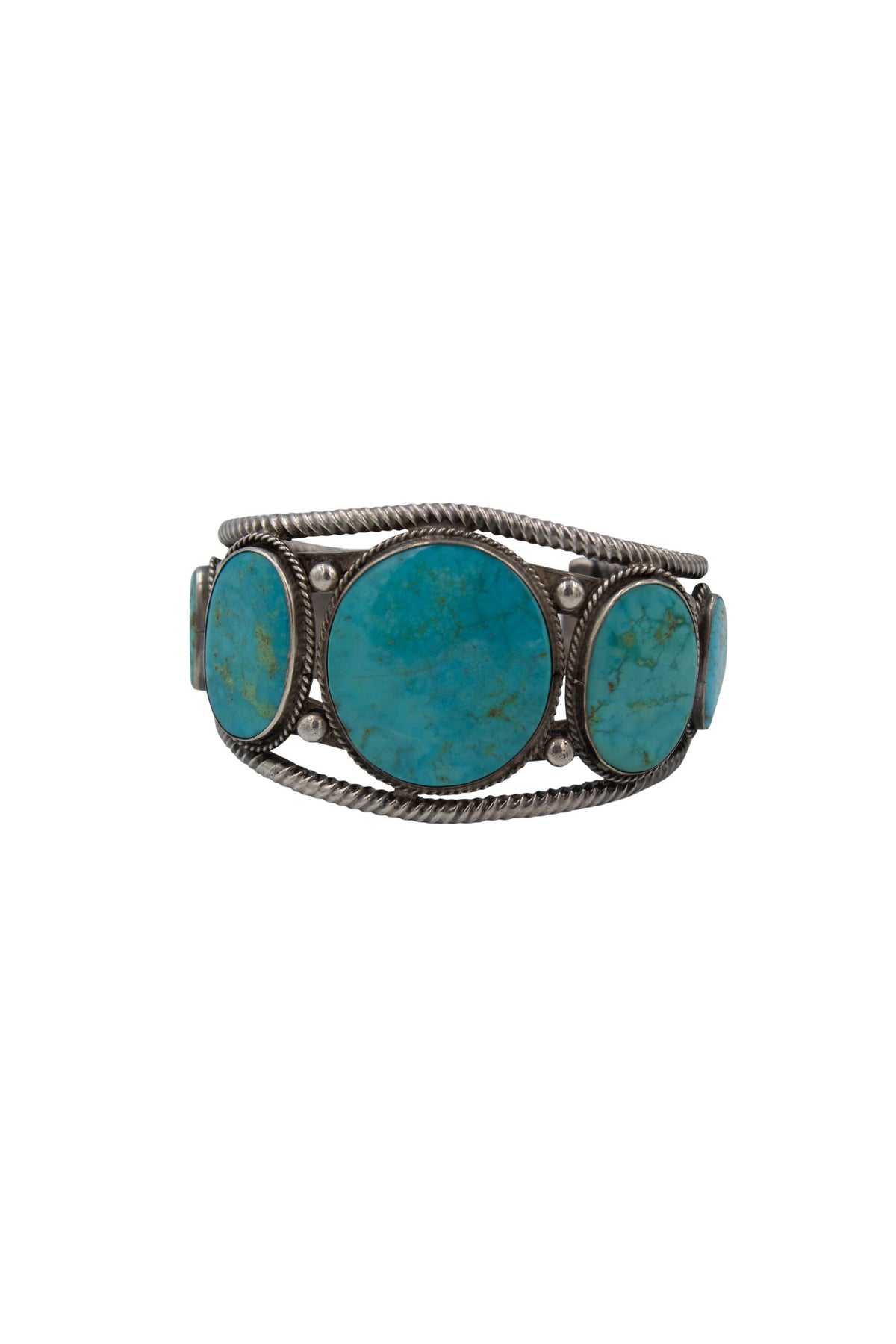 Native American Navajo Size L Turquoise 5 Stone Arizona Turquoise Cuff Bracelet