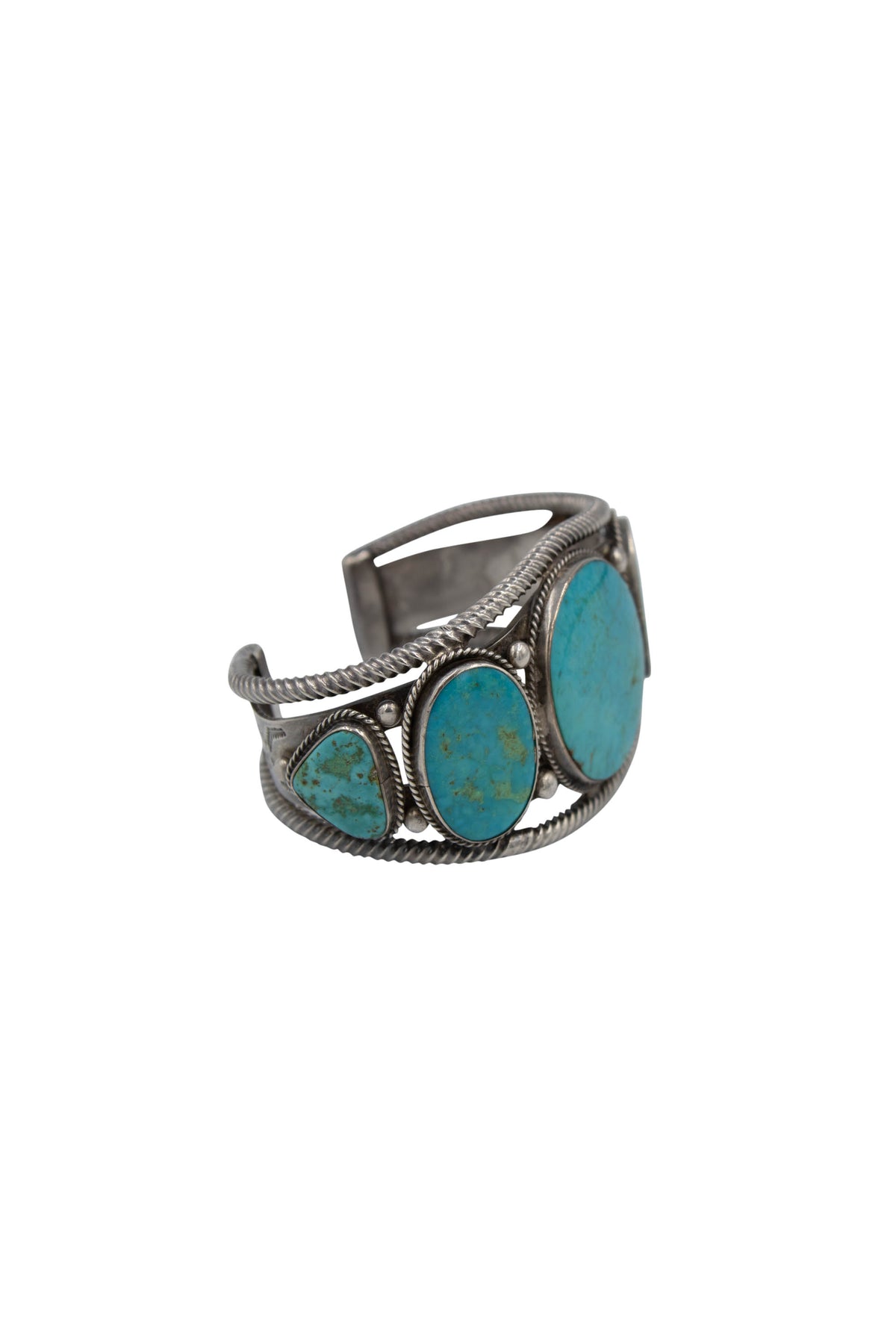 Native American Navajo Size L Turquoise 5 Stone Arizona Turquoise Cuff Bracelet