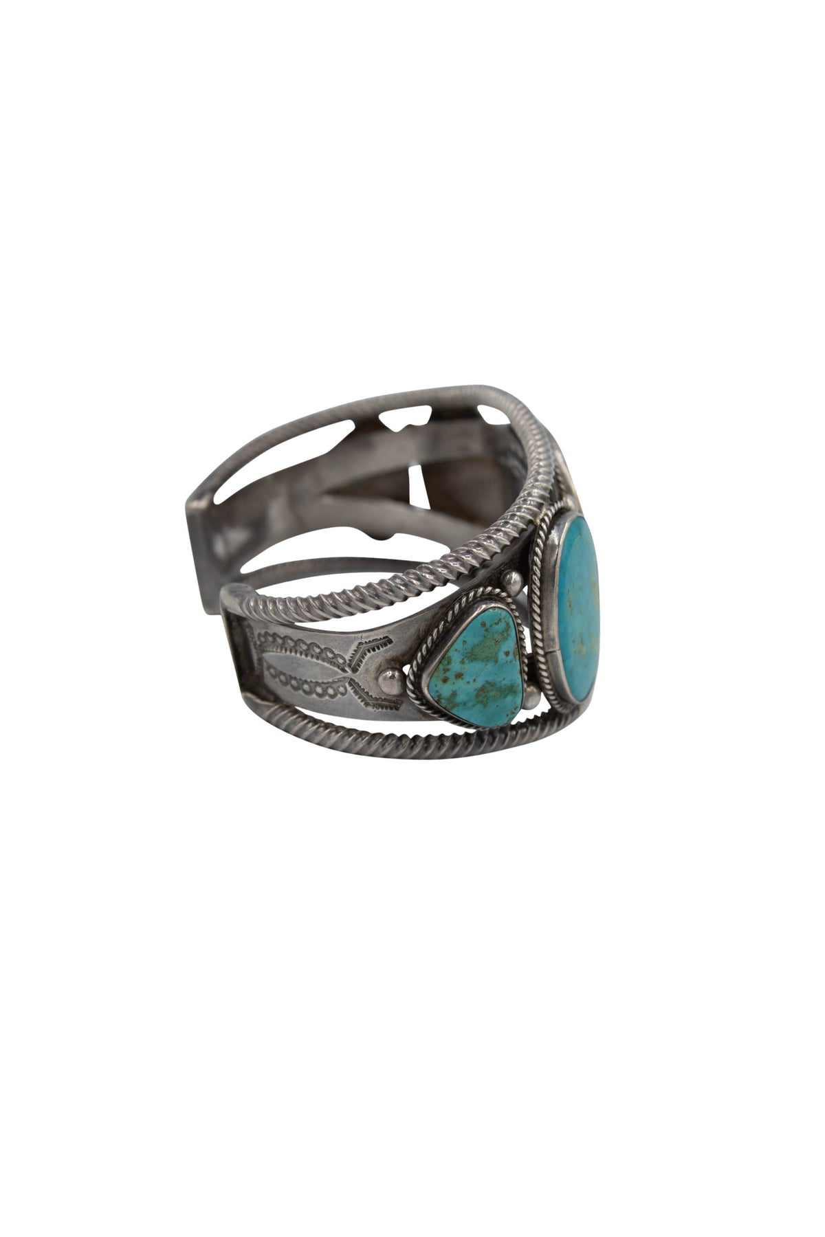 Native American Navajo Size L Turquoise 5 Stone Arizona Turquoise Cuff Bracelet