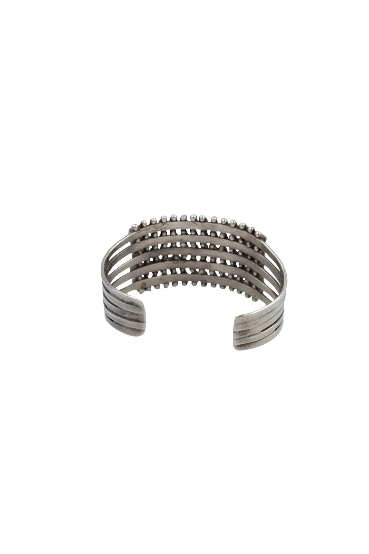 Native American Zuni 1940-50s  Silver Turquoise 5 Row Snake Eyes Cuff Bracelet