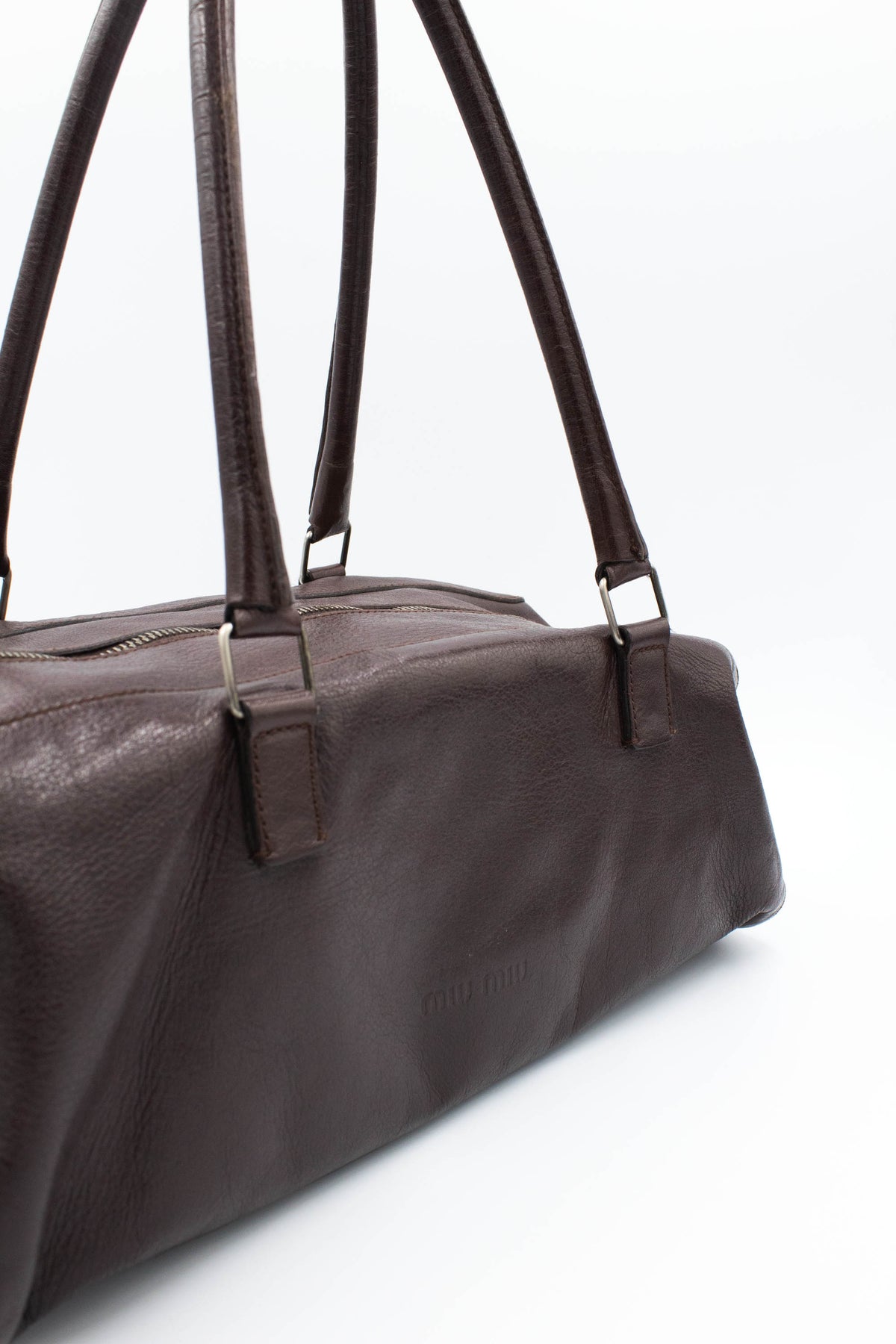Miu Miu Brown Leather Dual Handle Purse