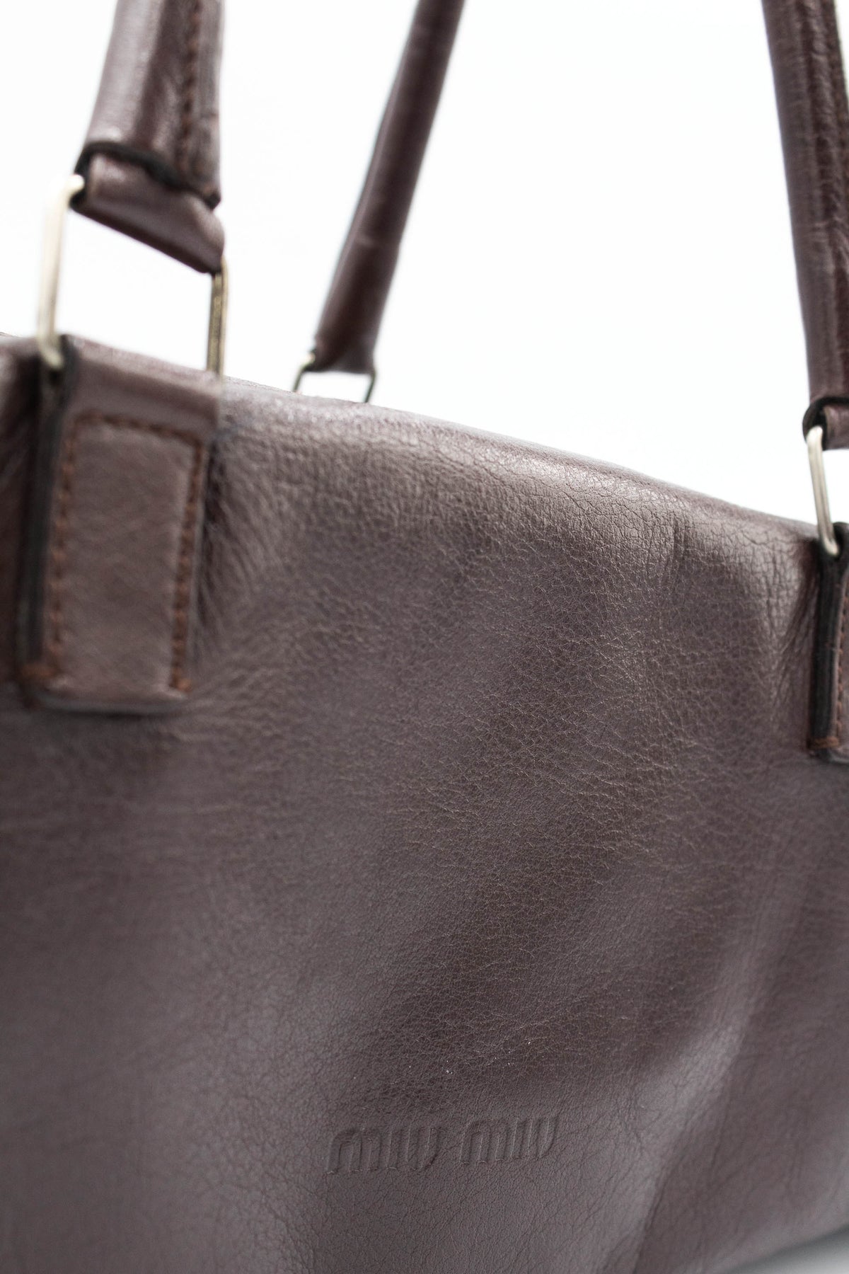 Miu Miu Brown Leather Dual Handle Purse